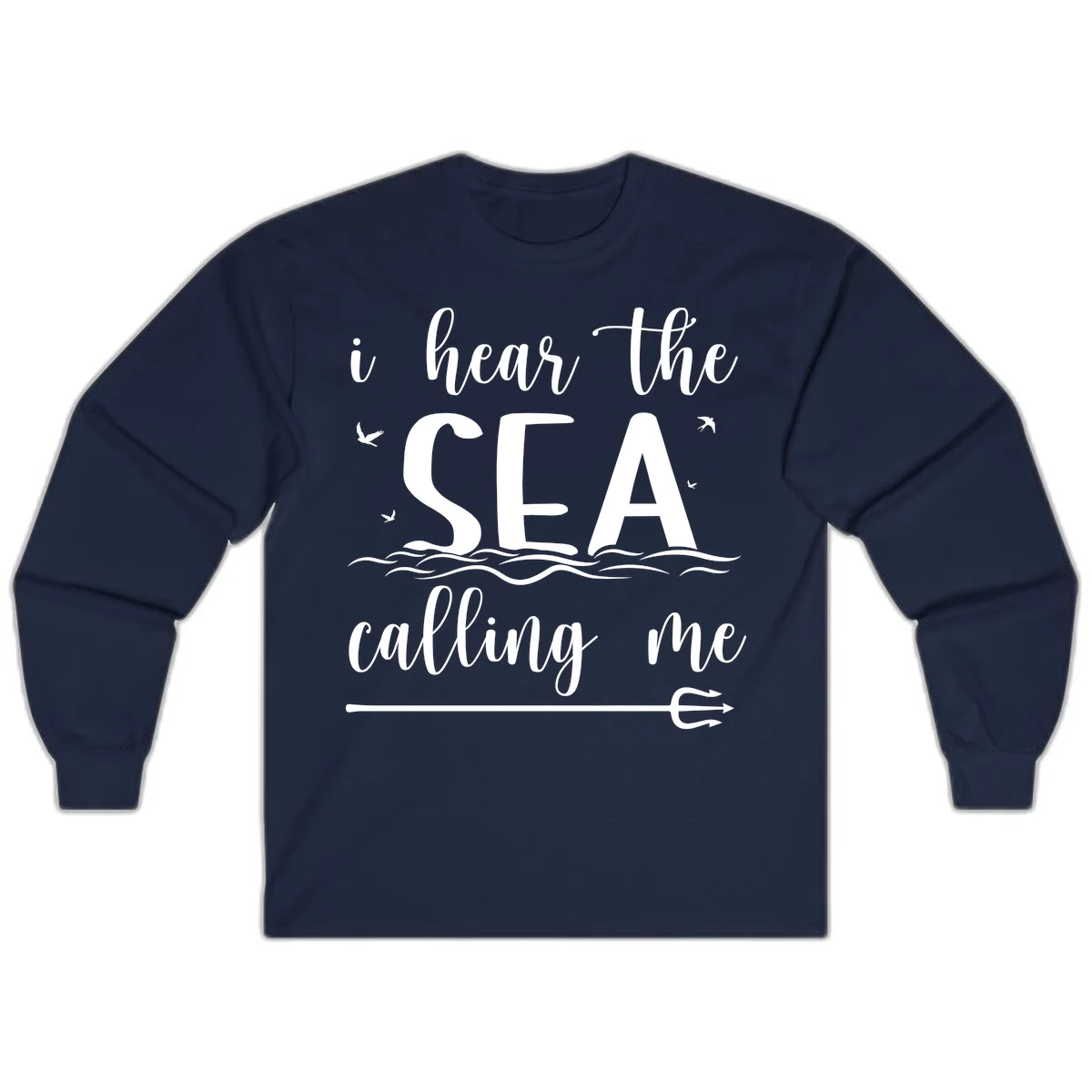I Hear The Sea Calling Me Long Sleeve Cruise Shirt in Navy