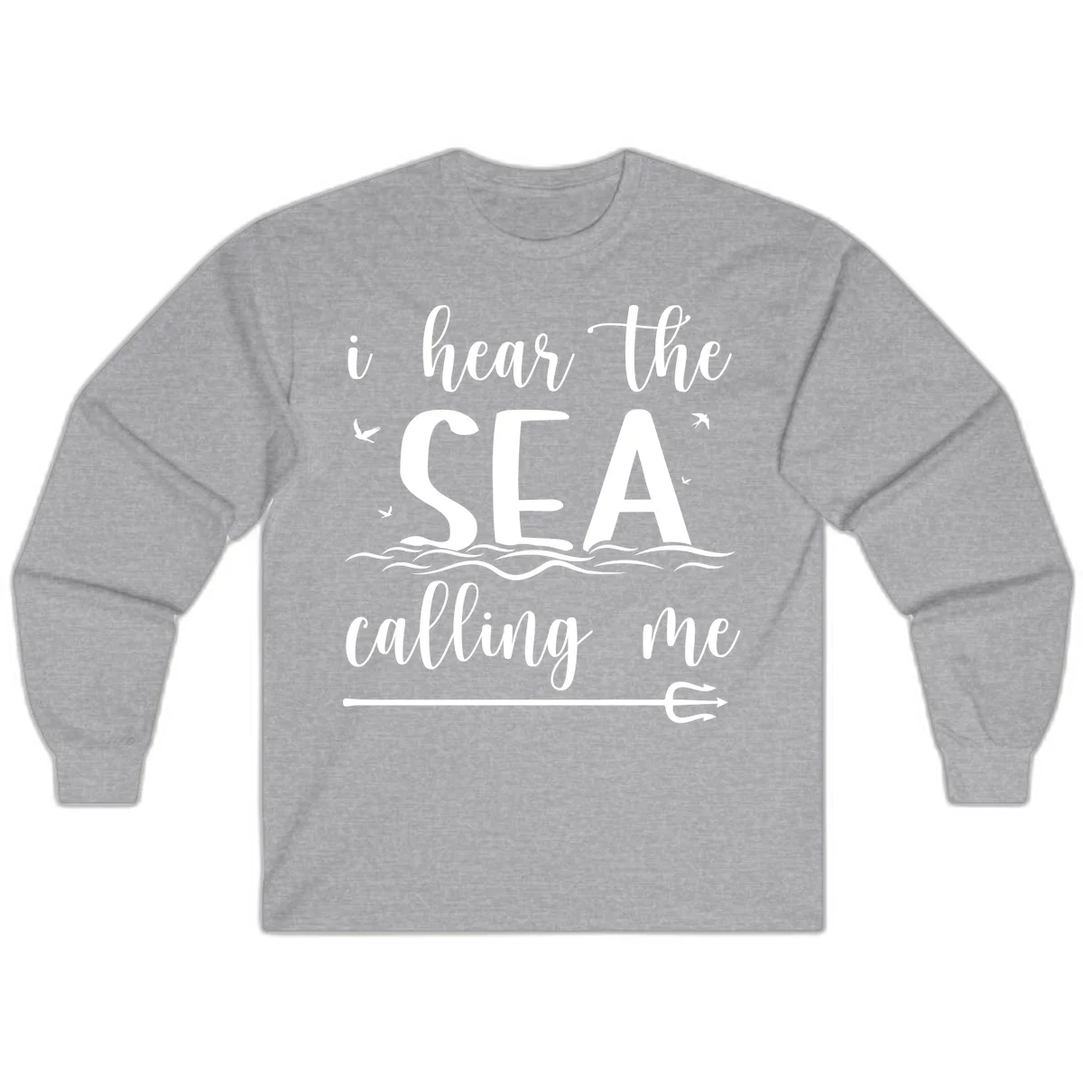 I Hear The Sea Calling Me Long Sleeve Cruise Shirt in Sport Grey