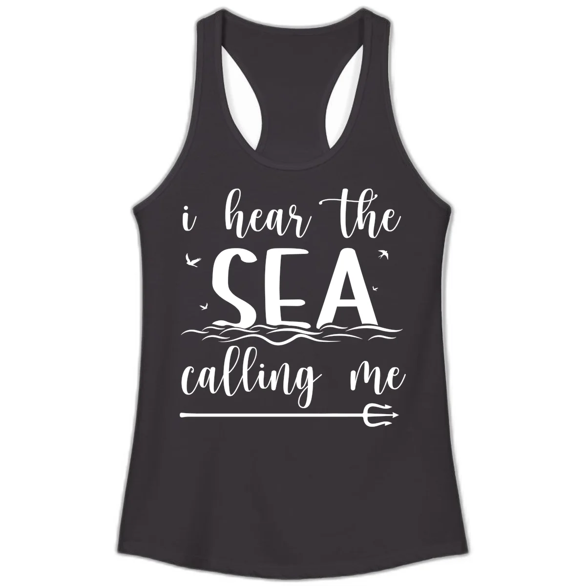 I Hear The Sea Calling Me Ladies Cruise Tank Top in Black
