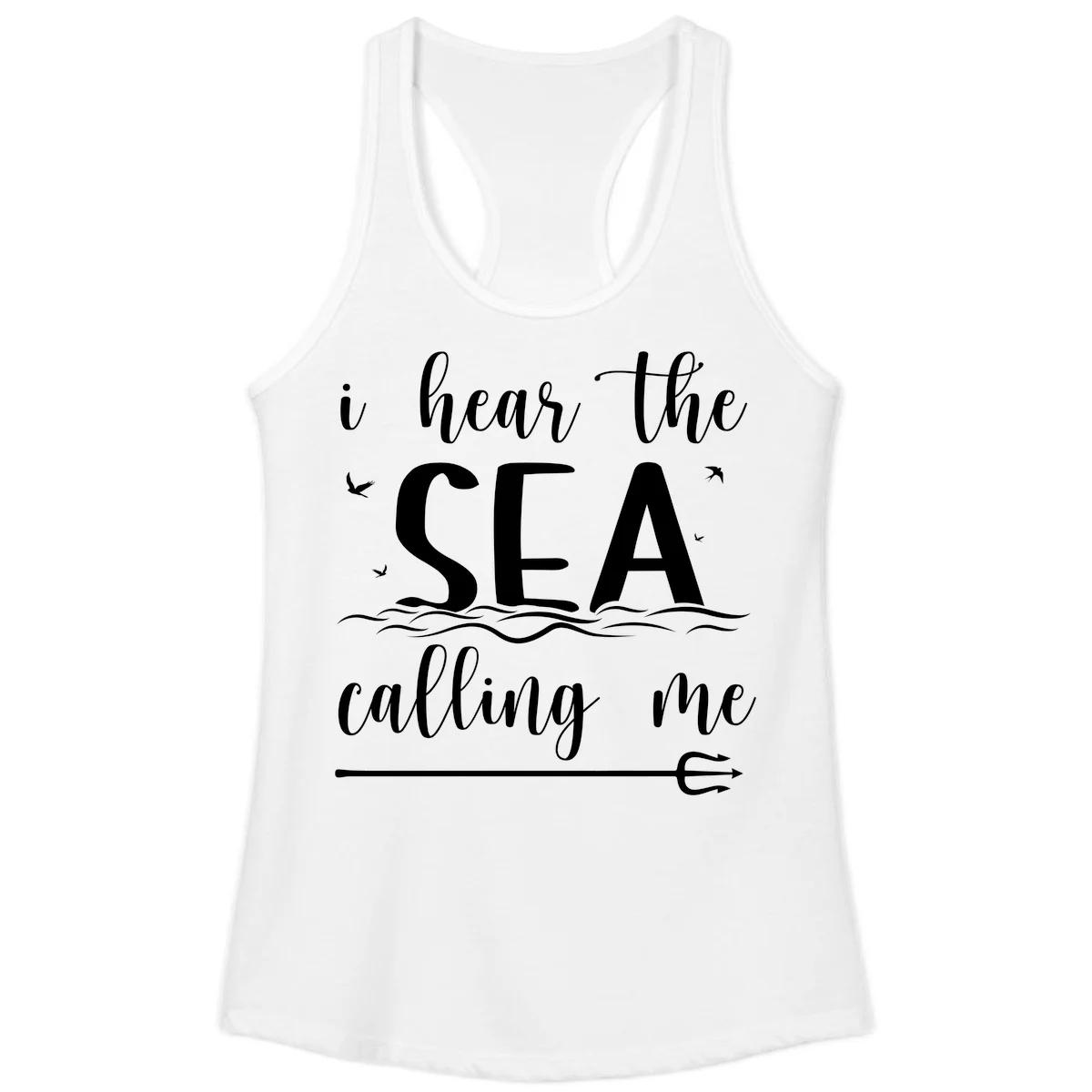 I Hear The Sea Calling Me Ladies Cruise Tank Top in White