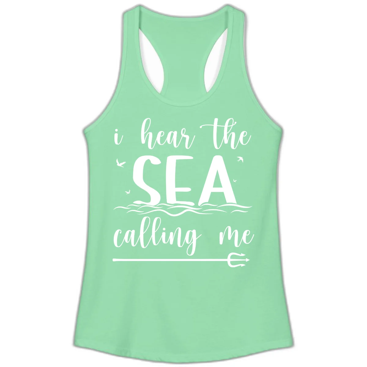 I Hear The Sea Calling Me Ladies Cruise Tank Top in Solid Mint