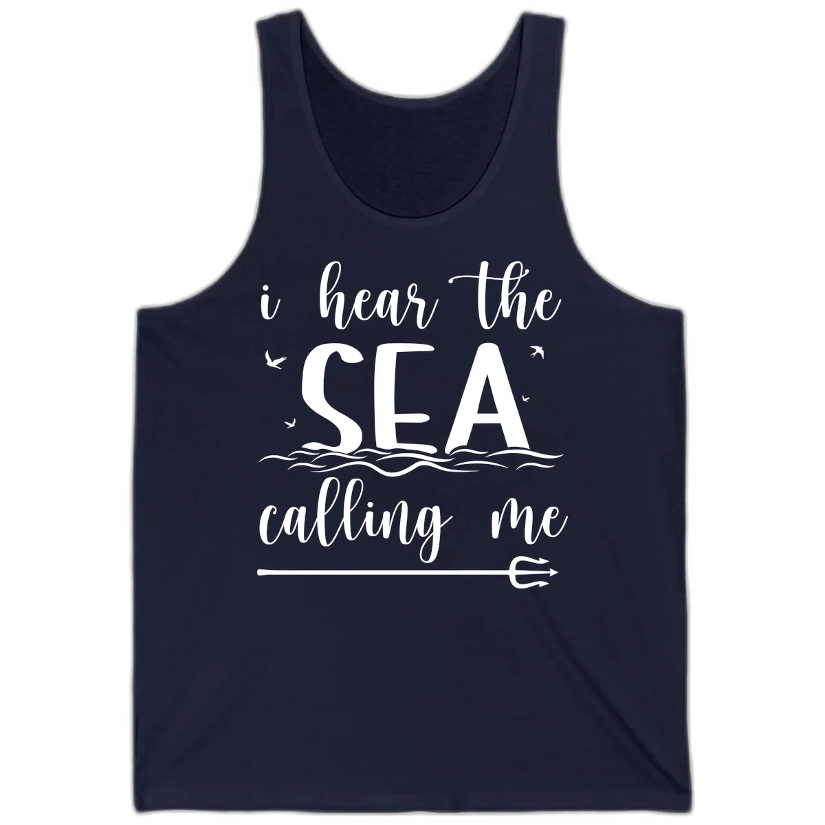 I Hear The Sea Calling Me Cruise Vacation Tank Top in Navy