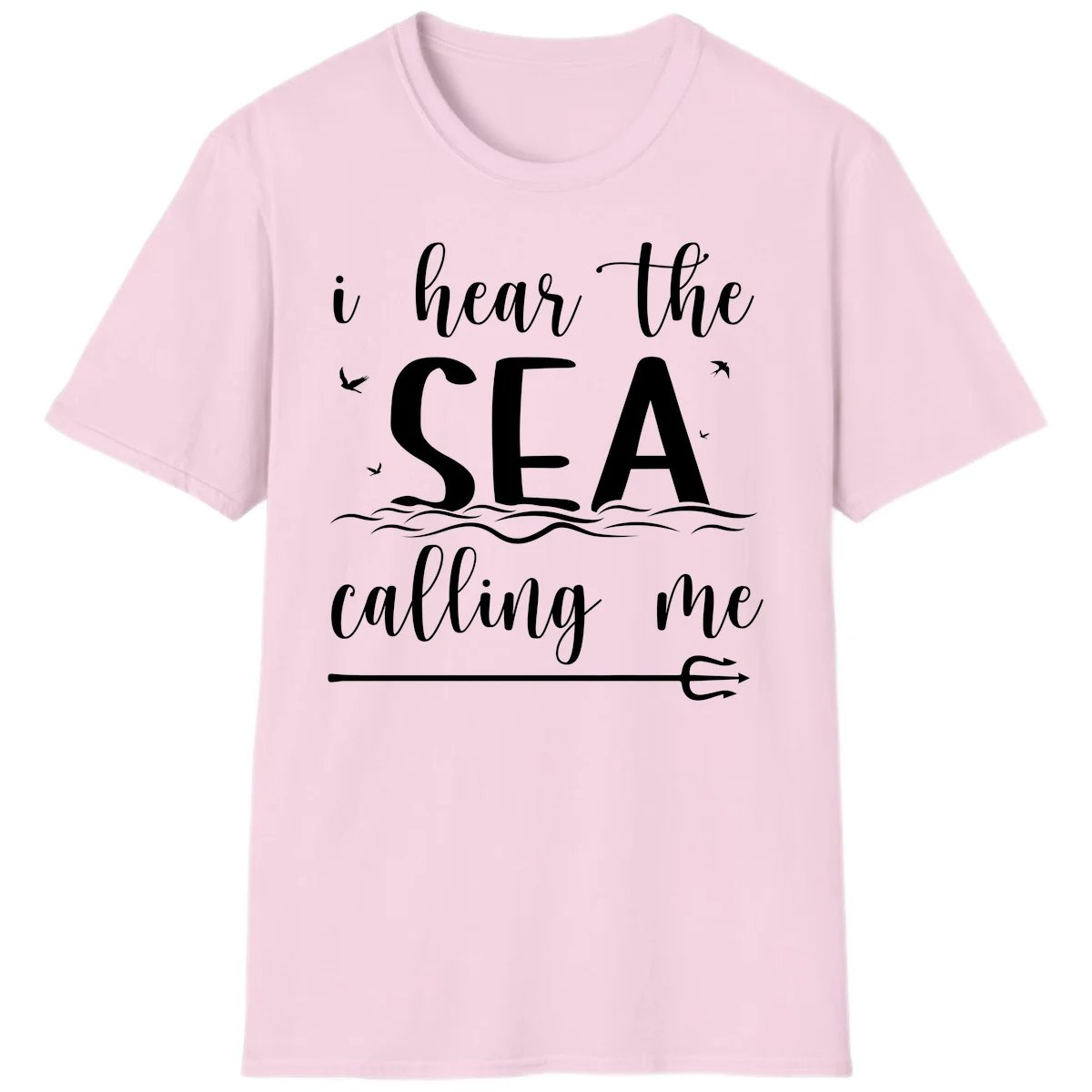 I Hear The Sea Calling Me Cruise Vacation T-Shirt in Light Pink