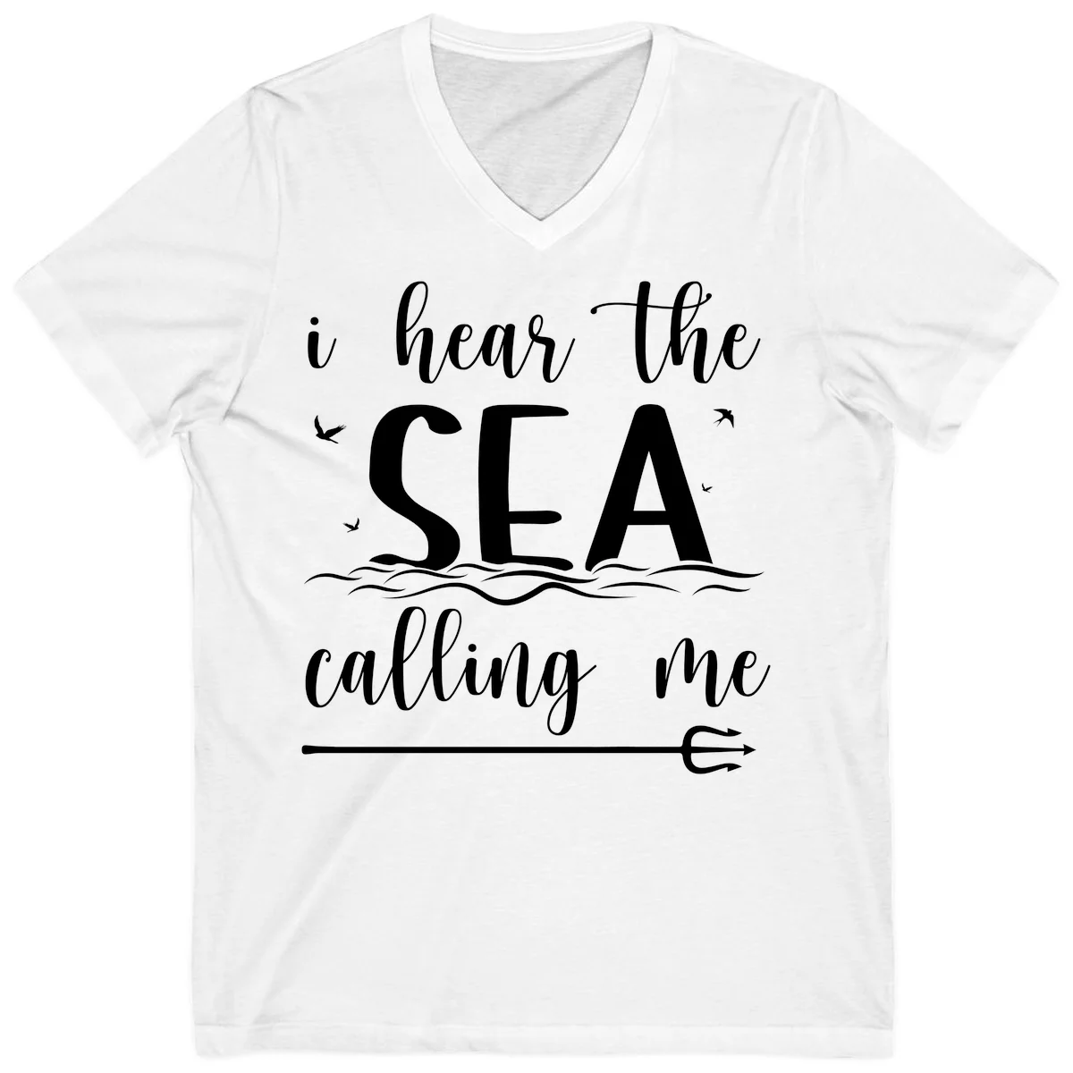 I Hear The Sea Calling Me V-Neck Cruise T-Shirt in White