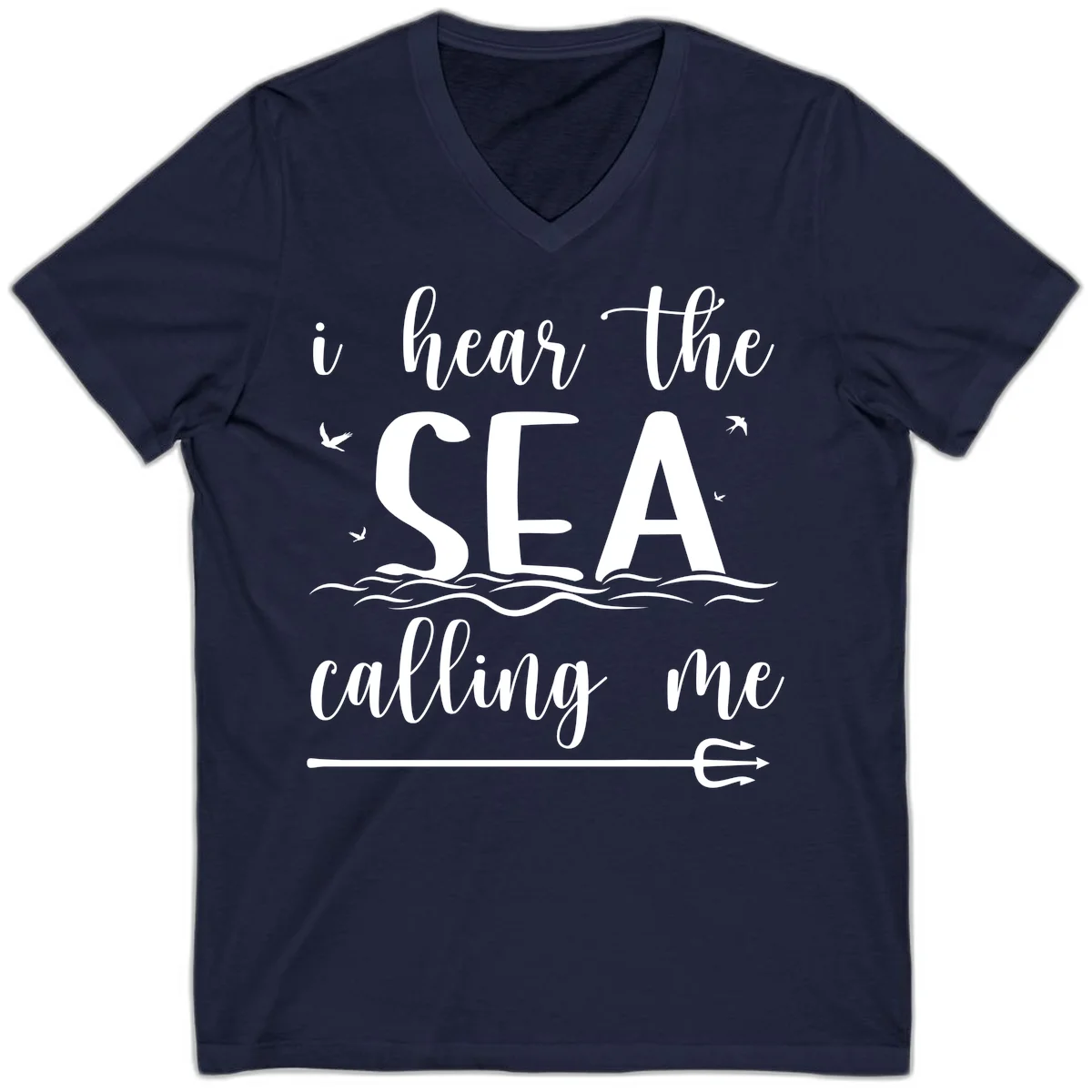 I Hear The Sea Calling Me V-Neck Cruise T-Shirt in Navy