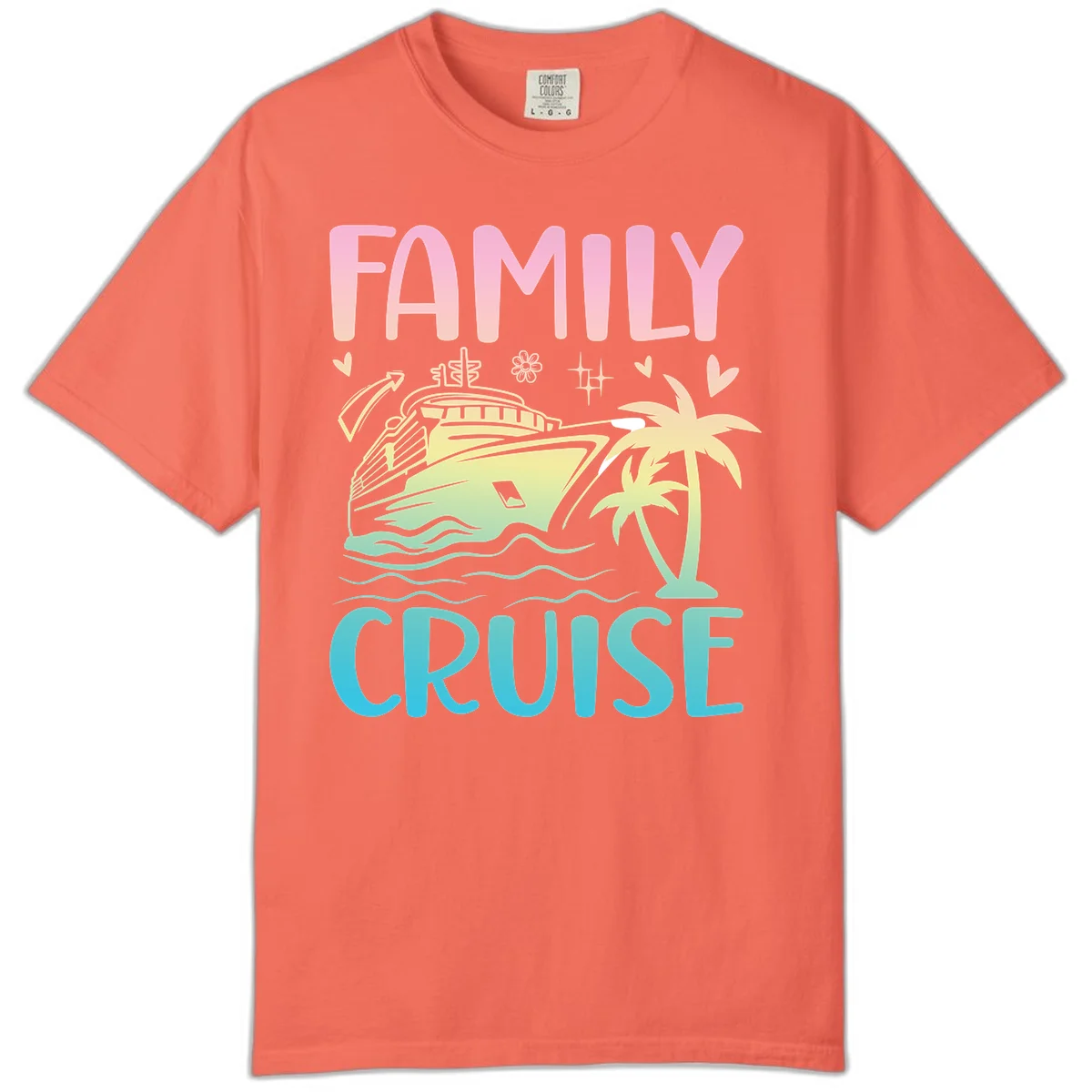 Family Cruise Vacation Comfort Color in Bright Salmon