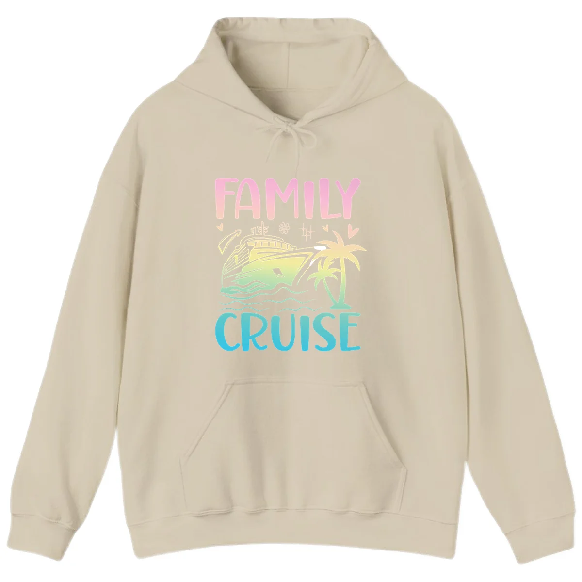 Family Cruise Vacation Hoodie in Sand