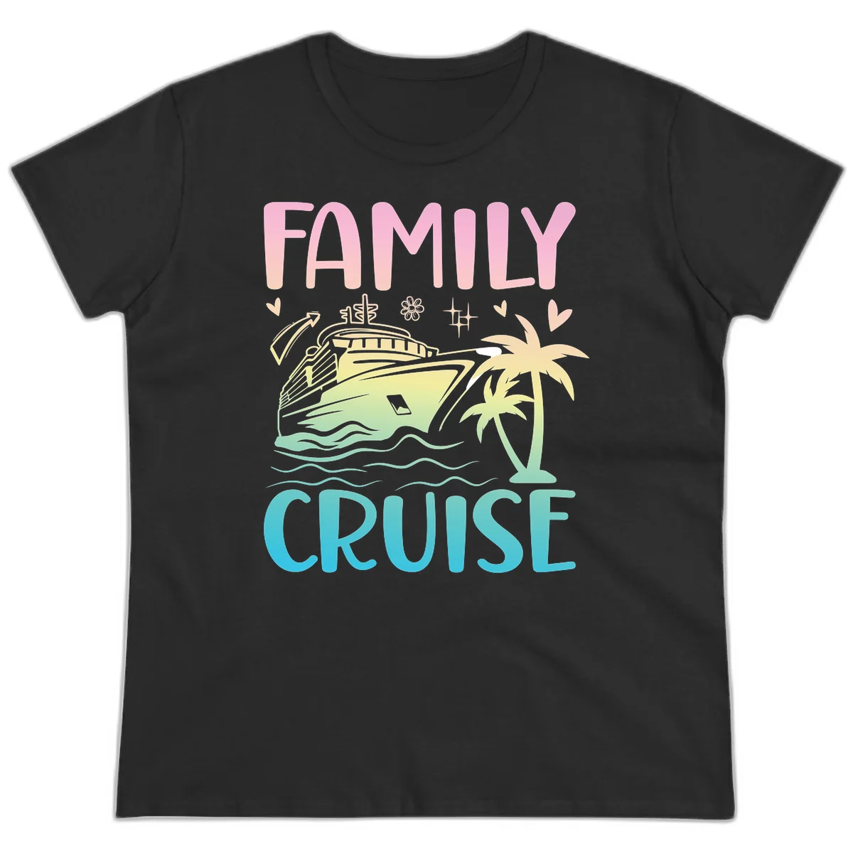 Family Cruise Vacation Ladies Tee in Black