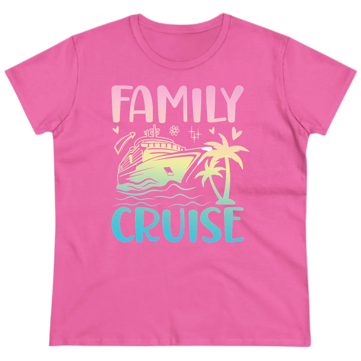 Family Cruise Vacation Ladies Tee in Azalea
