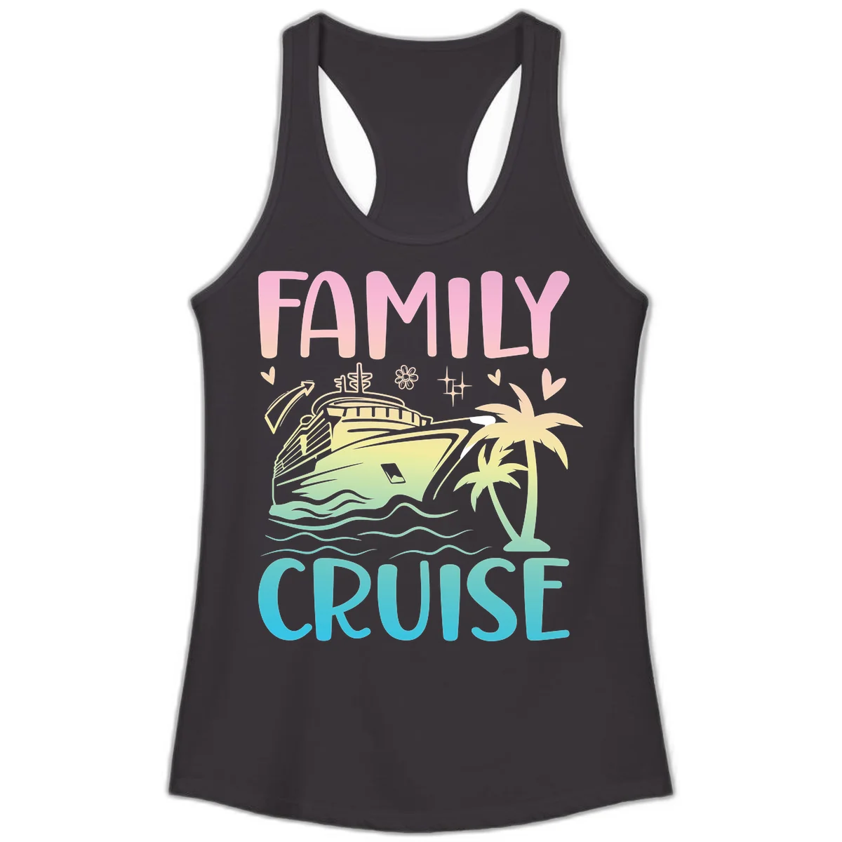 Family Cruise Vacation Ladies Tank in Black
