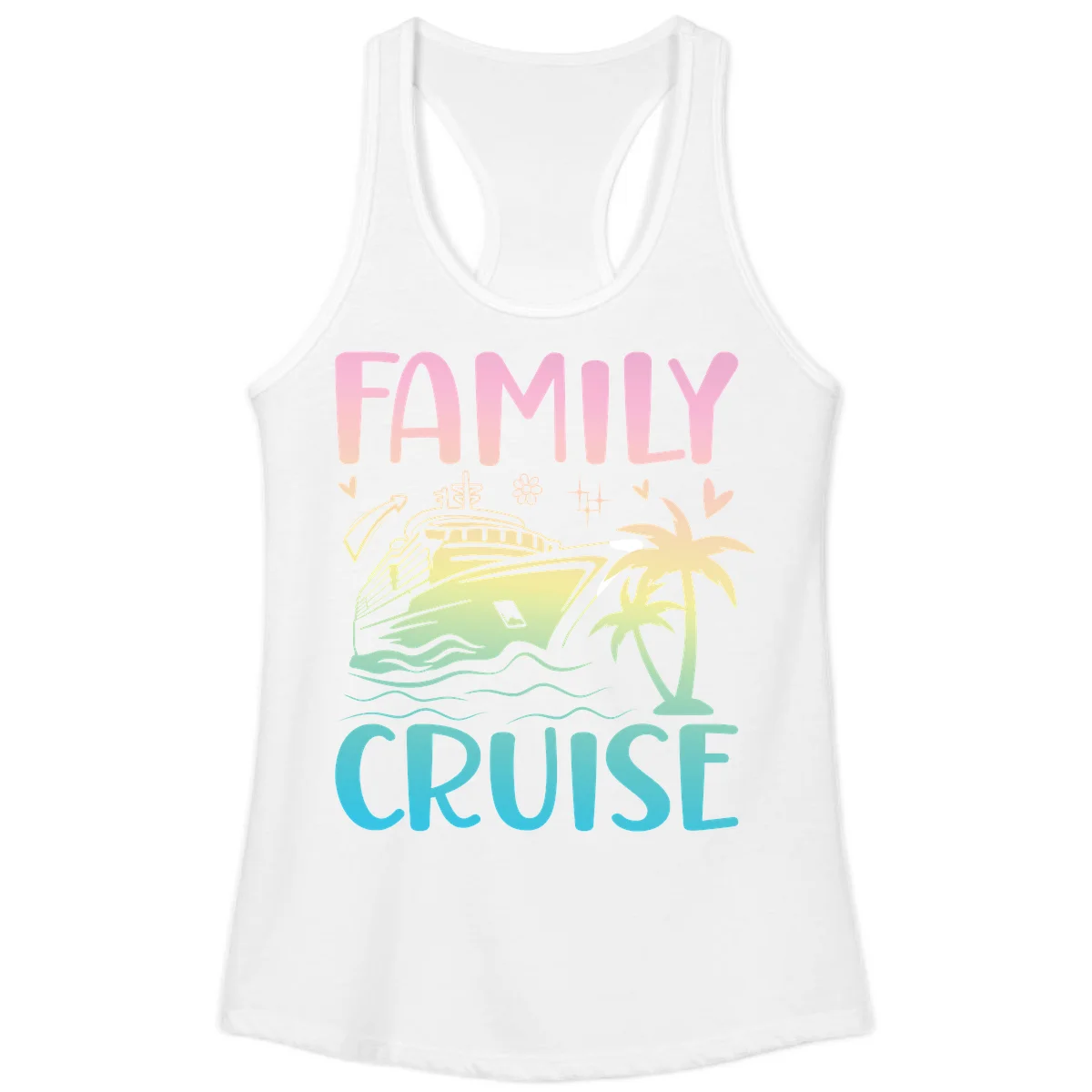 Family Cruise Vacation Ladies Tank in White