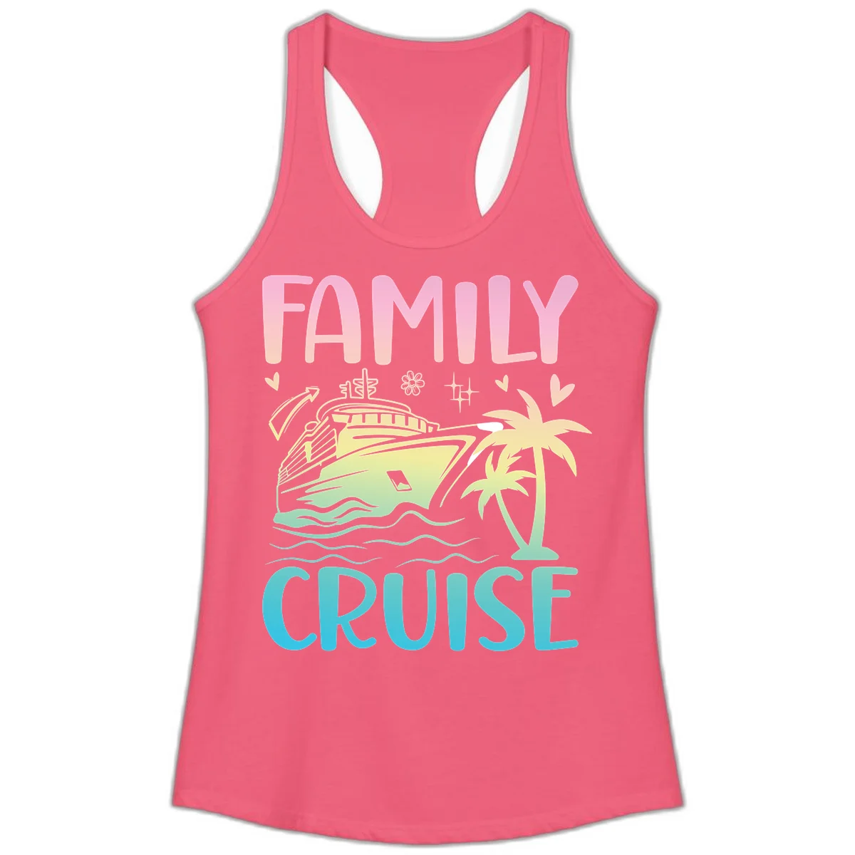 Family Cruise Vacation Ladies Tank in Hot Pink