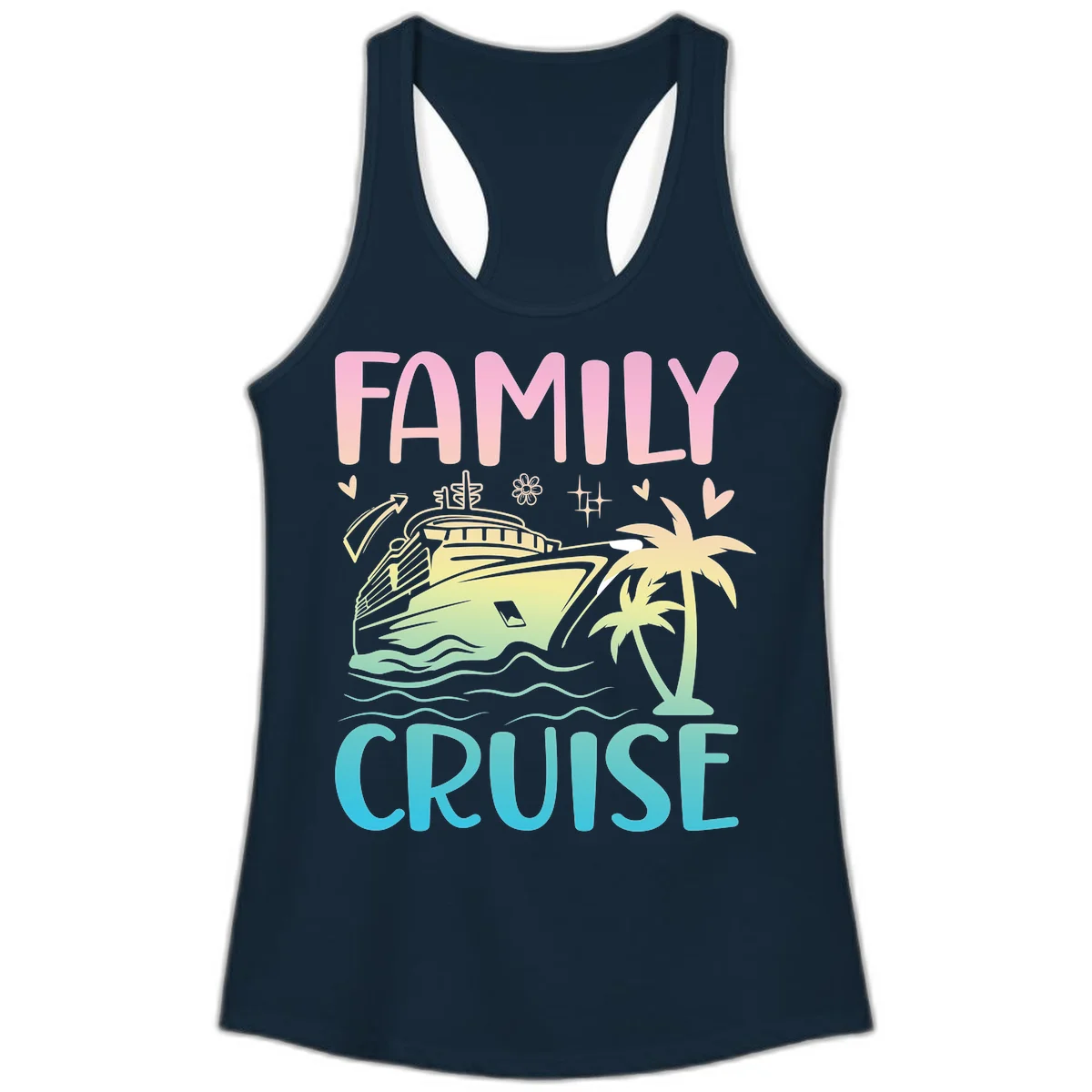 Family Cruise Vacation Ladies Tank in Solid Midnight Navy