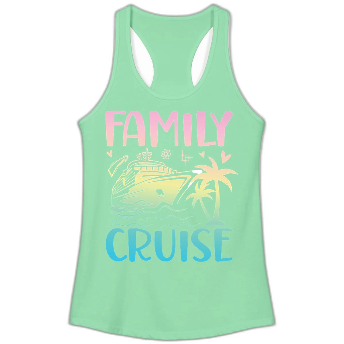 Family Cruise Vacation Ladies Tank in Solid Mint