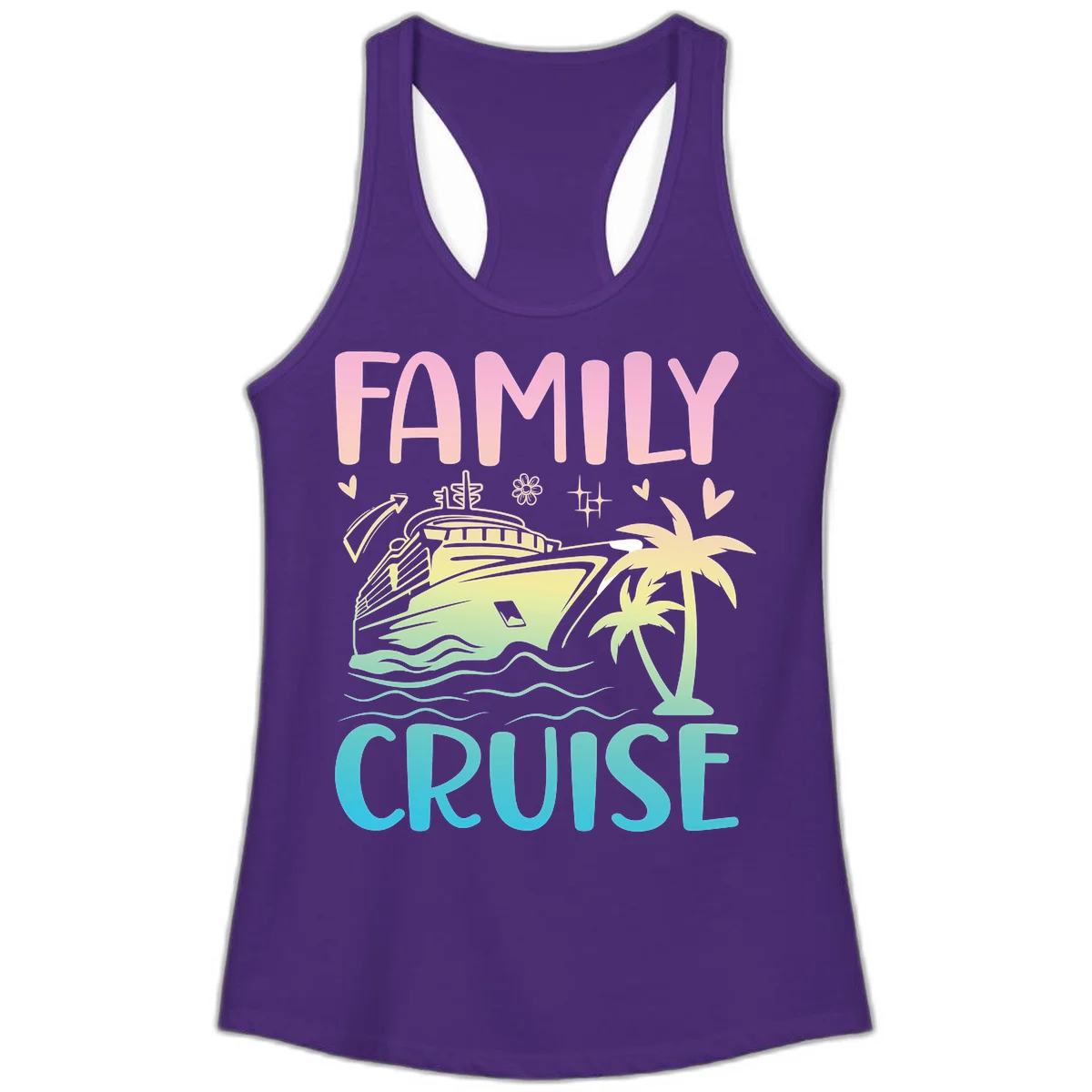 Family Cruise Vacation Ladies Tank in Solid Purple Rush