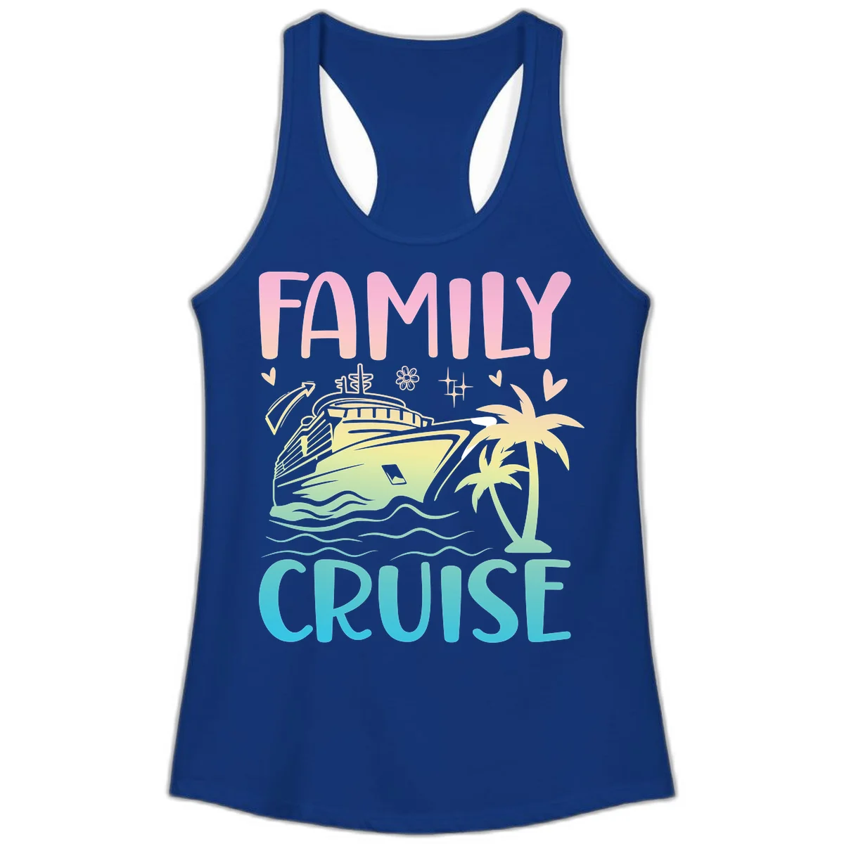 Family Cruise Vacation Ladies Tank in Solid Royal