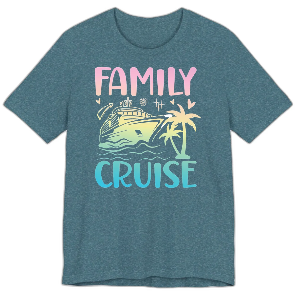 Family Cruise Vacation Premium T-Shirt in Heather Deep Teal