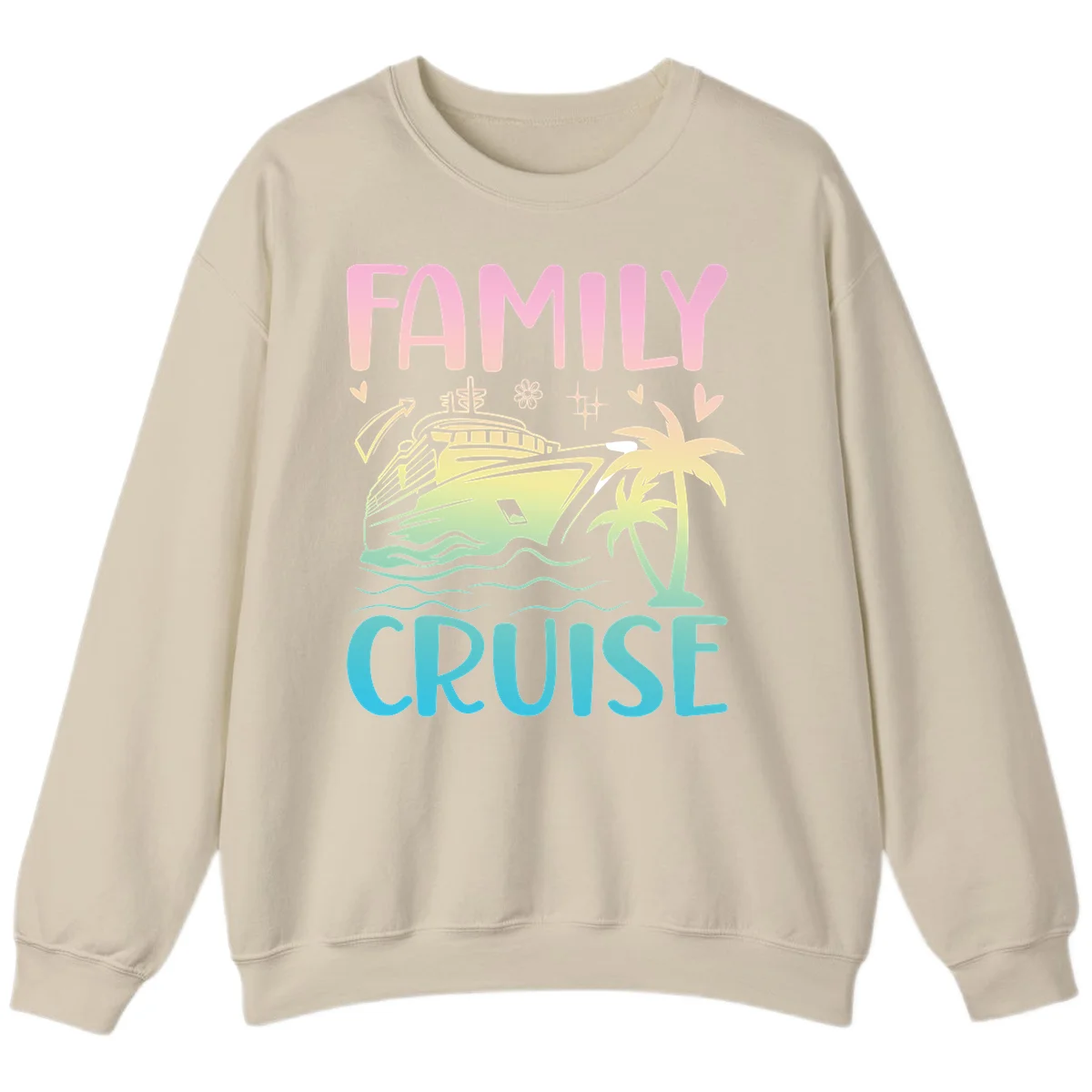 Family Cruise Vacation Sweatshirt in Sand
