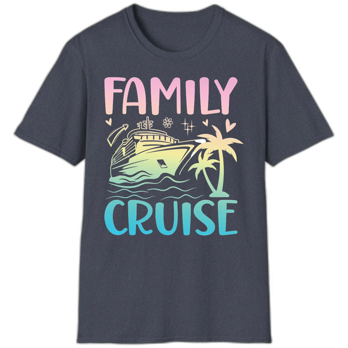 Family Cruise Vacation T-Shirt in Heather Navy