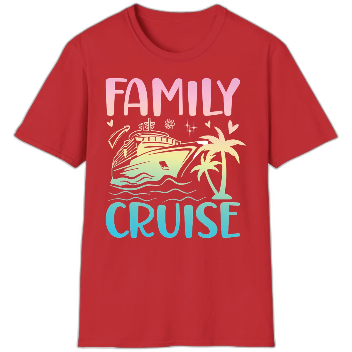 Family Cruise Vacation T-Shirt in Red