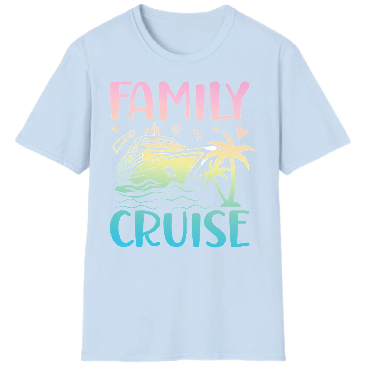 Family Cruise Vacation T-Shirt in Light Blue