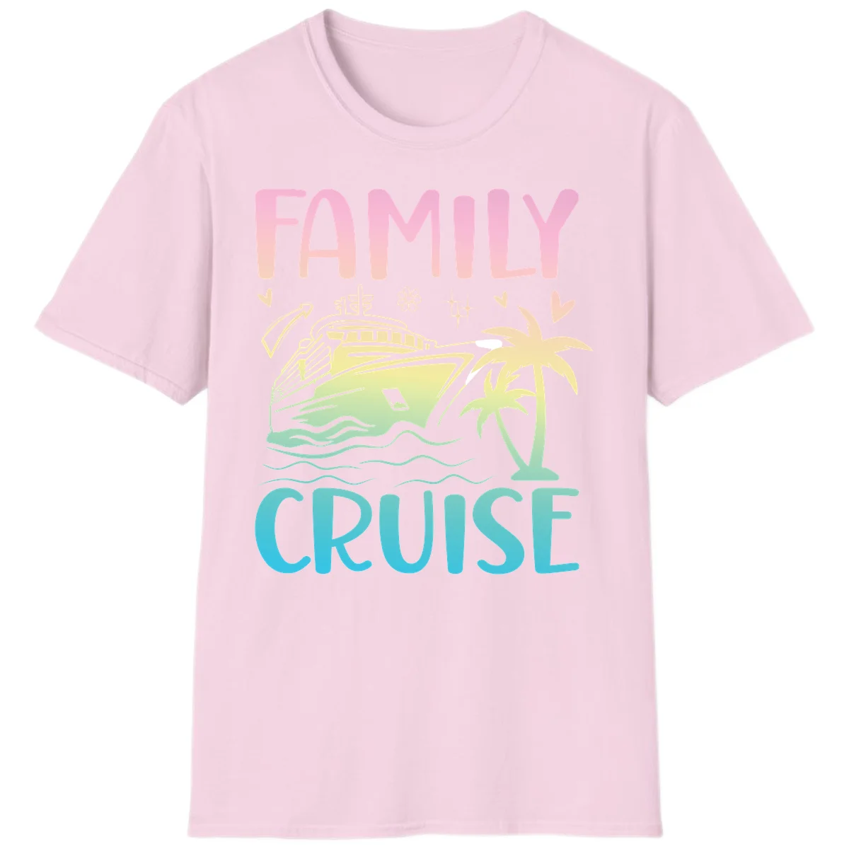 Family Cruise Vacation T-Shirt in Light Pink