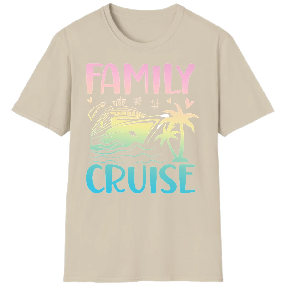 Family Cruise Vacation T-Shirt in Sand