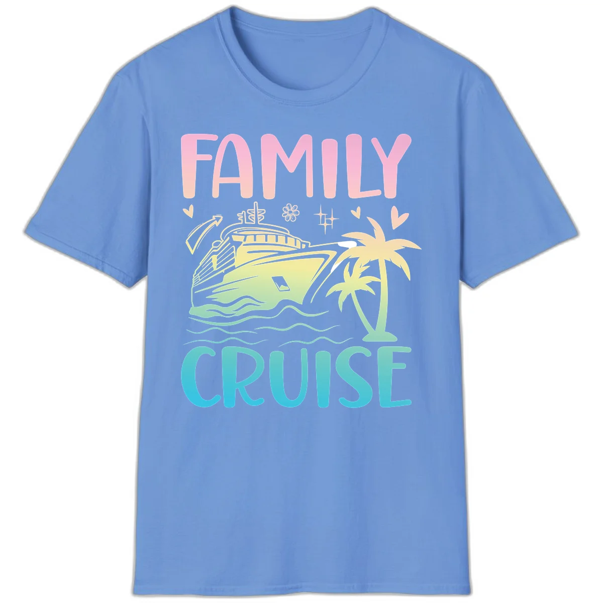 Family Cruise Vacation T-Shirt in Carolina Blue