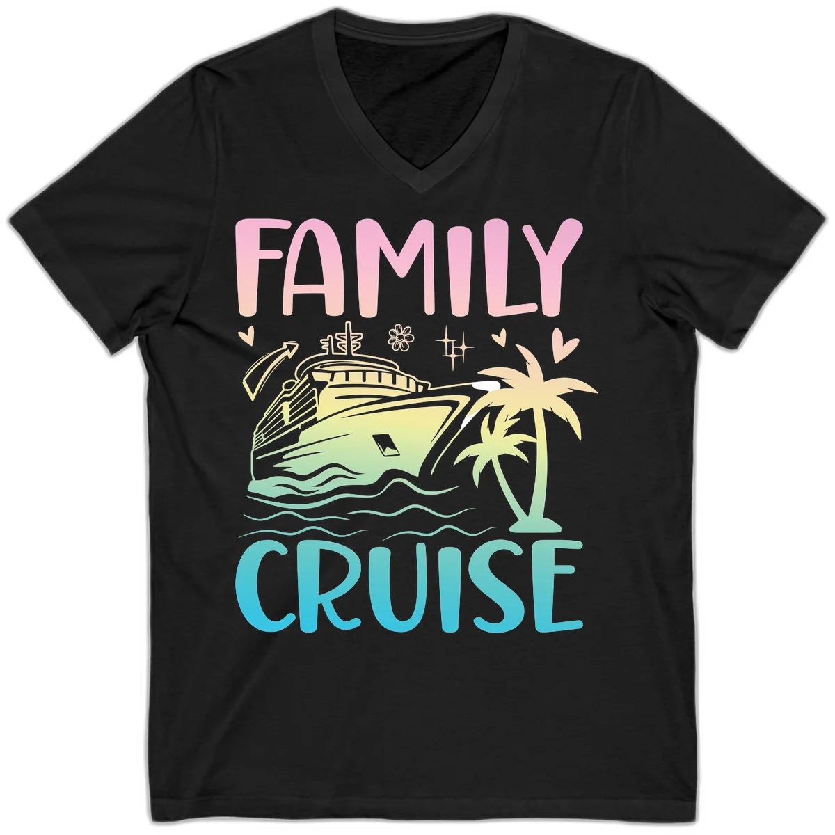 Family Cruise Vacation V-Neck in Black