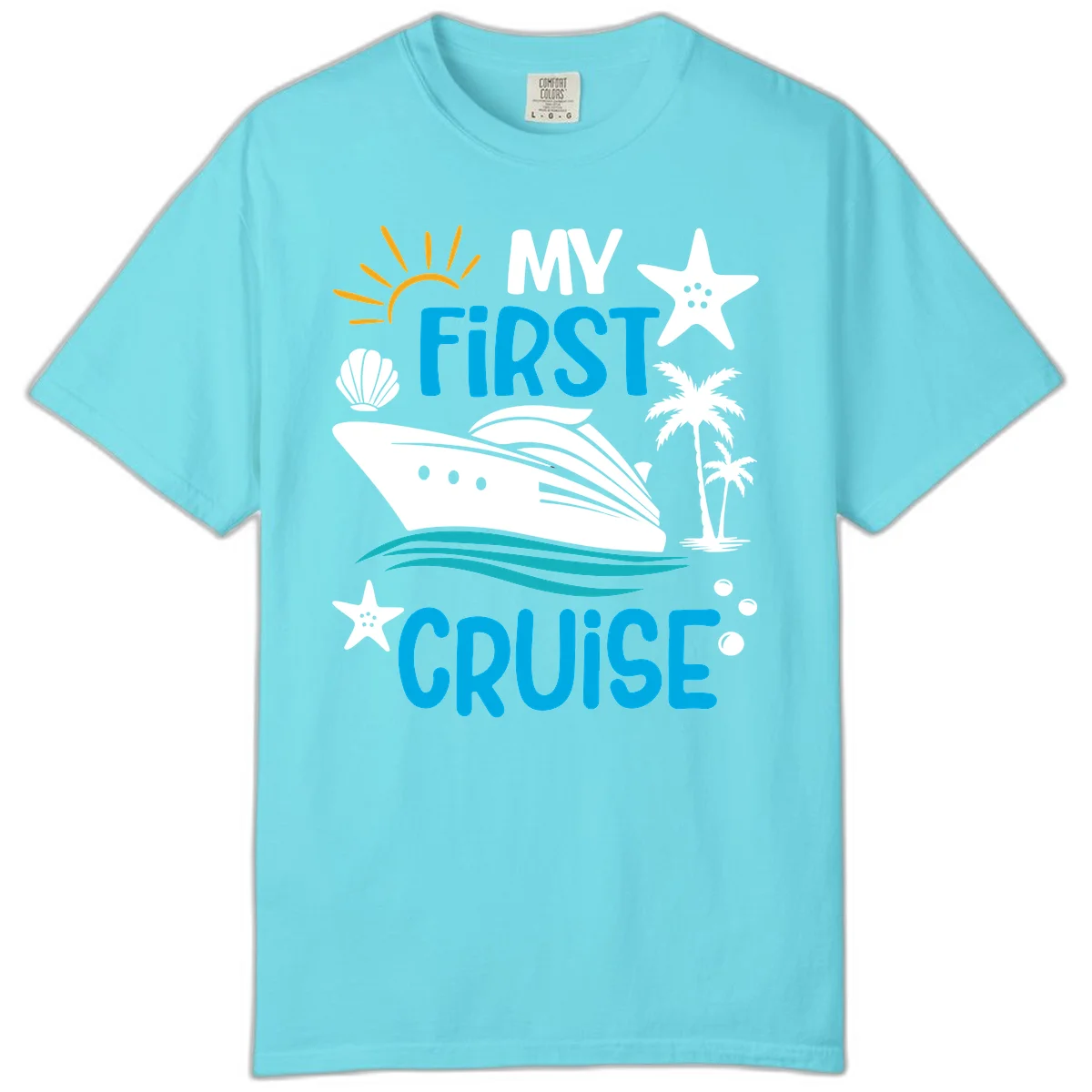 My First Cruise Comfort Color T-Shirt in Lagoon Blue