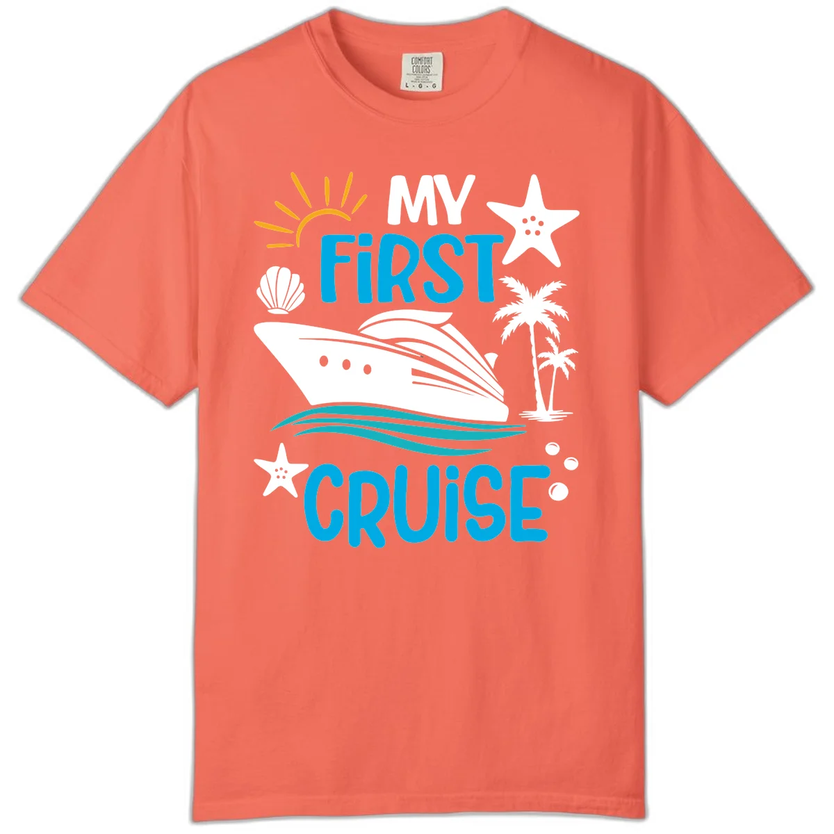 My First Cruise Comfort Color T-Shirt in Bright Salmon