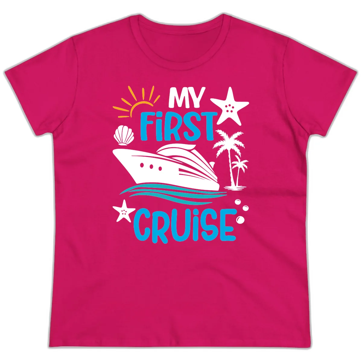 My First Cruise Ladies Tee in Heliconia