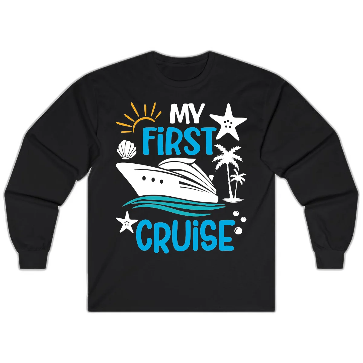 My First Cruise Long Sleeve T-Shirt in Black