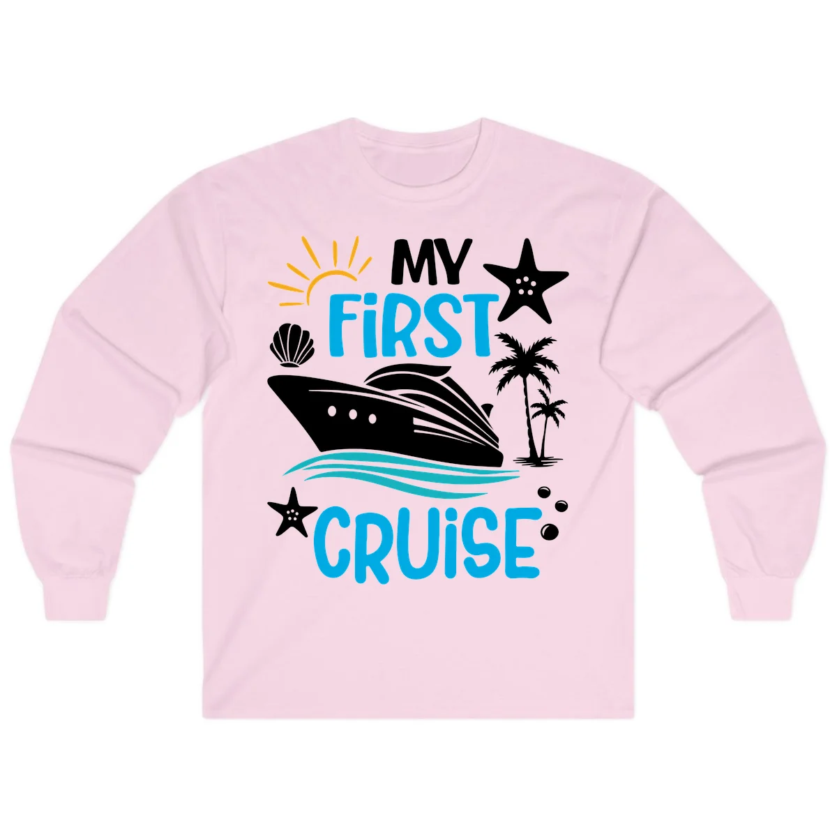 My First Cruise Long Sleeve T-Shirt in Light Pink
