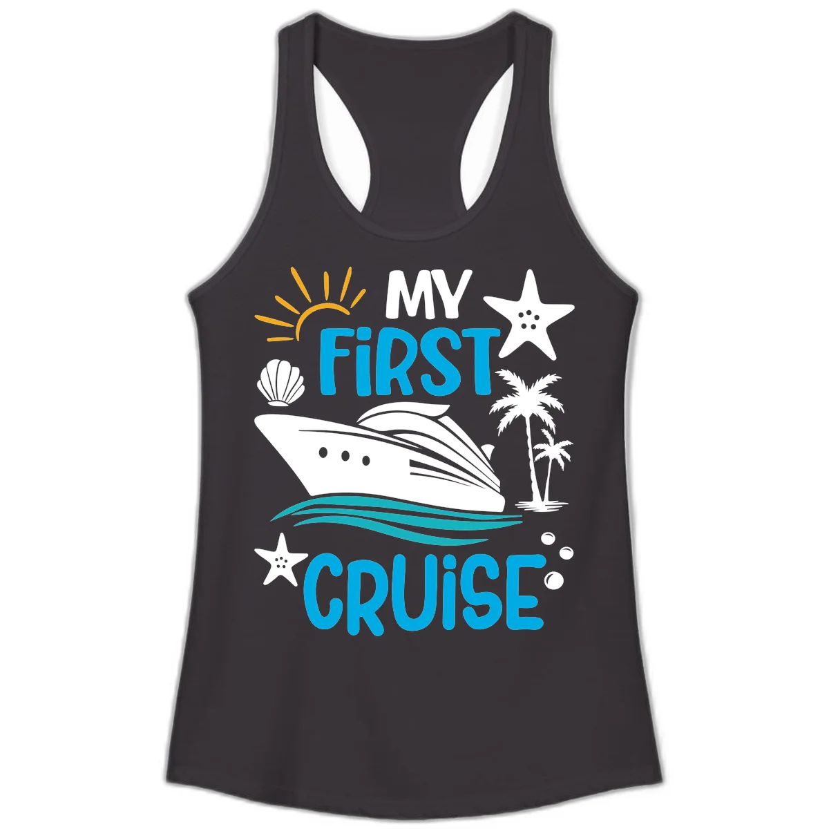 My First Cruise Ladies Tank Top in Black