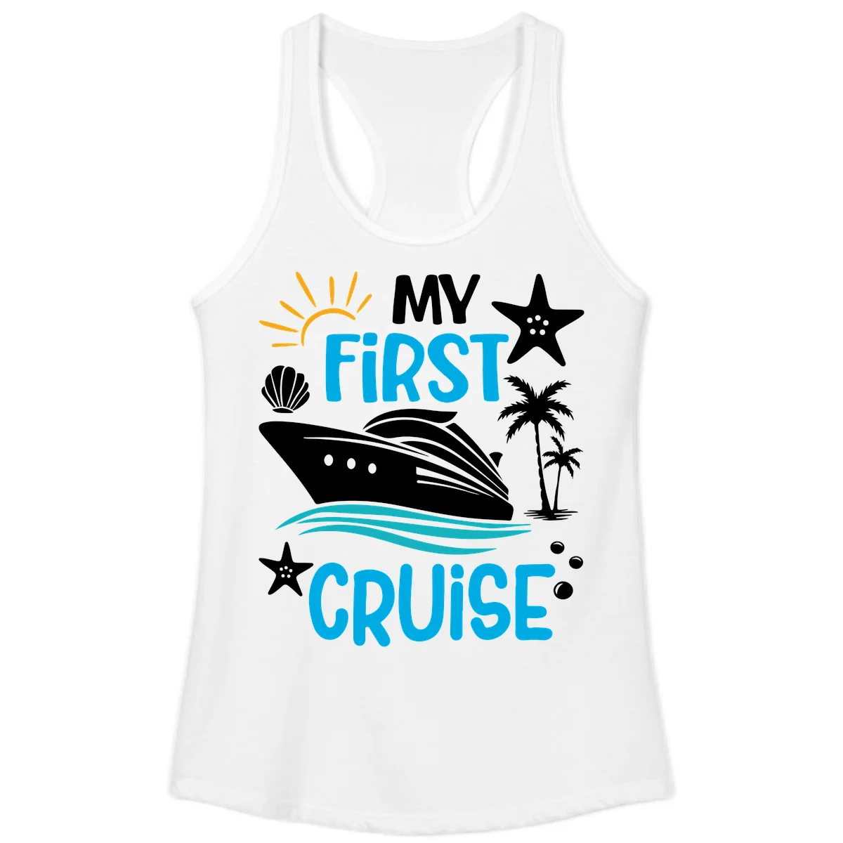 My First Cruise Ladies Tank Top in White