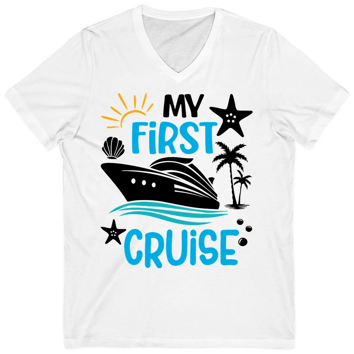 My First Cruise V-Neck T-Shirt in White