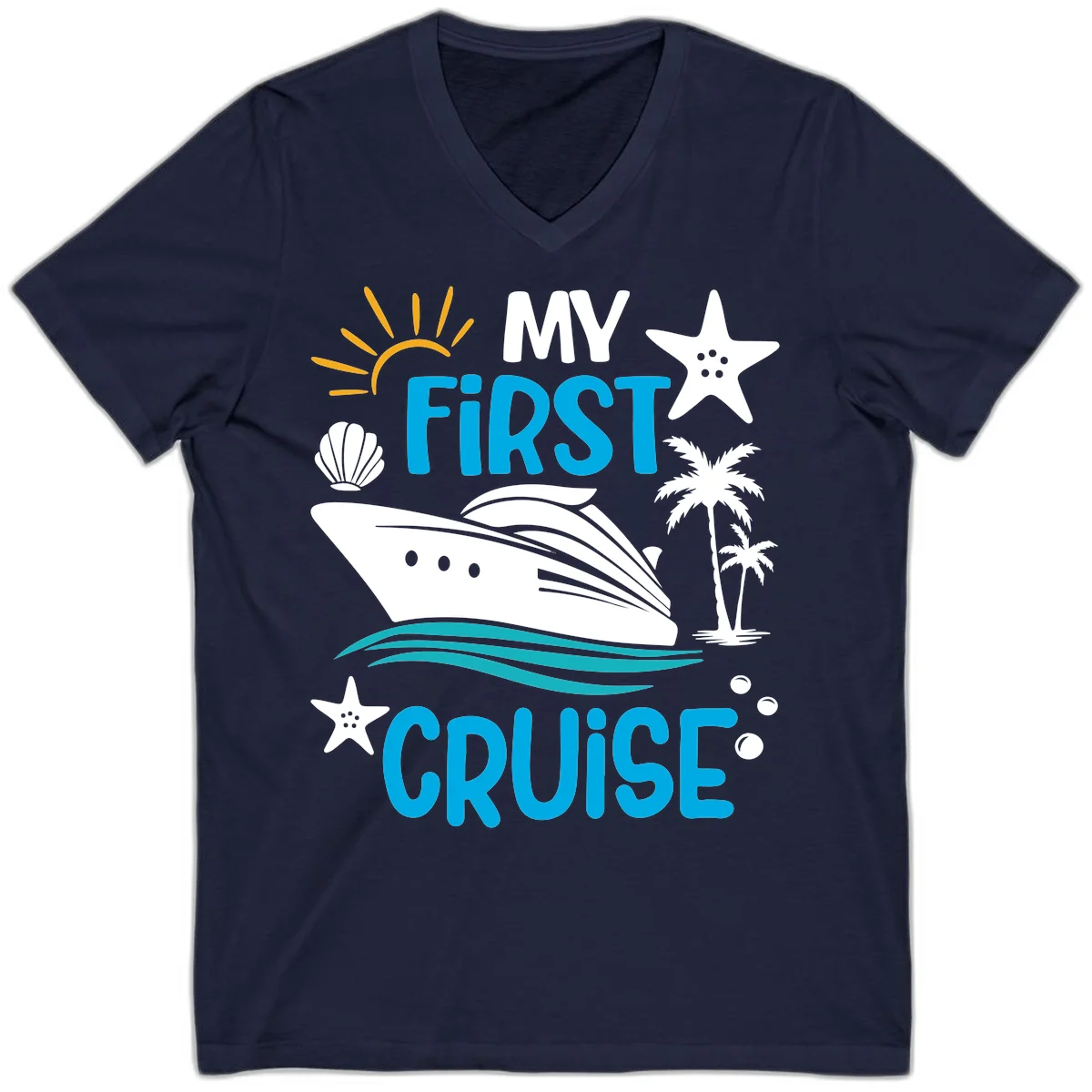 My First Cruise V-Neck T-Shirt in Navy