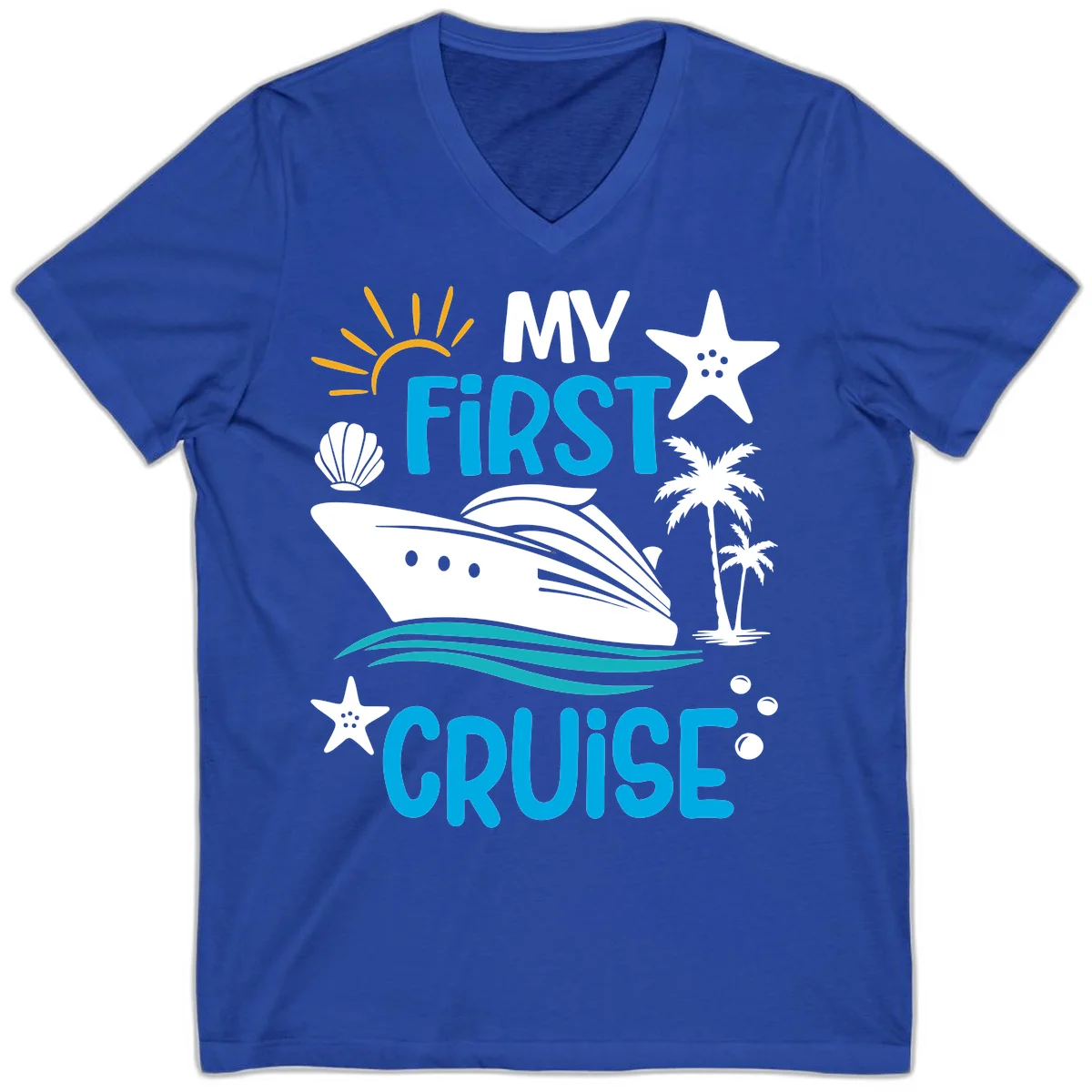 My First Cruise V-Neck T-Shirt in True Royal