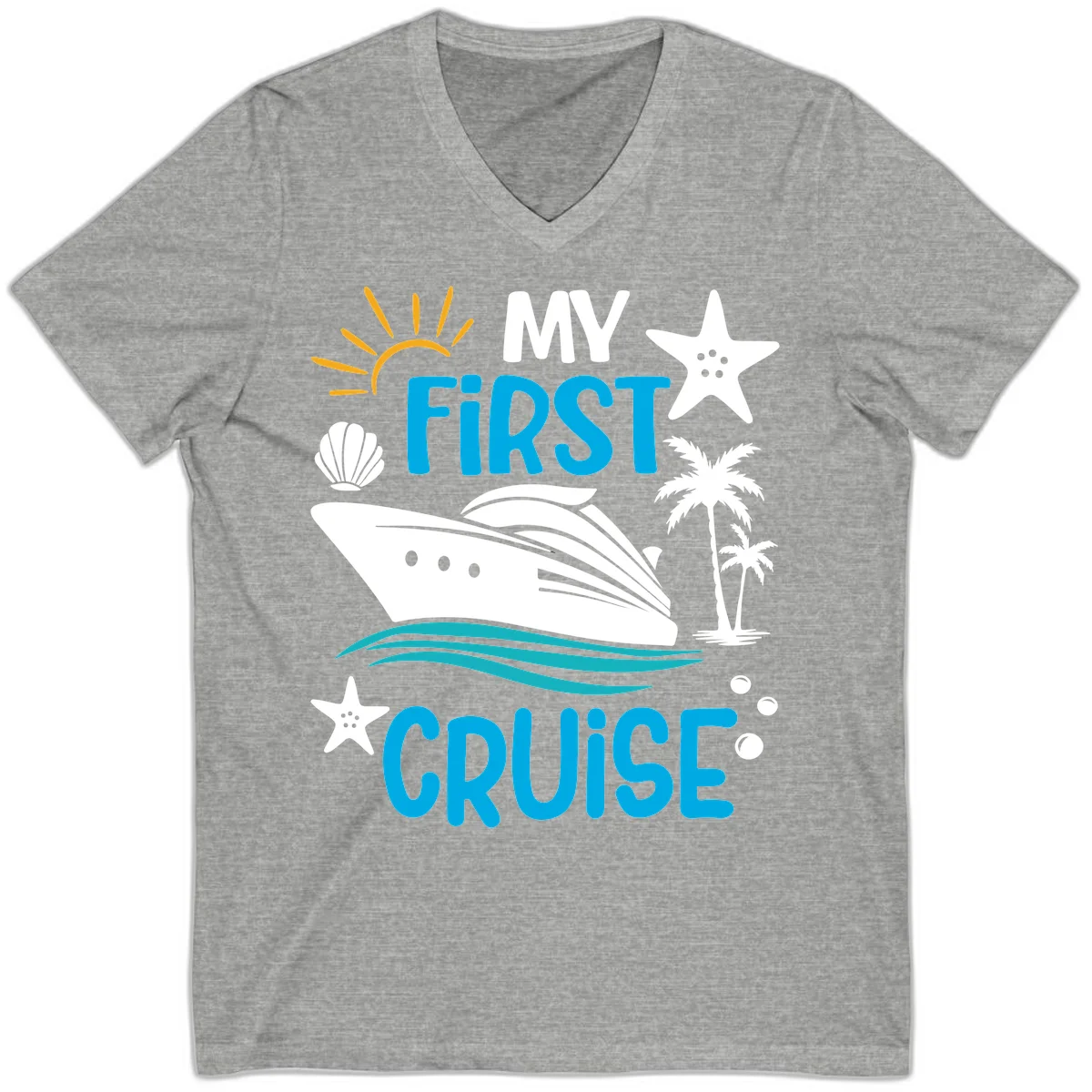 My First Cruise V-Neck T-Shirt in Athletic Heather