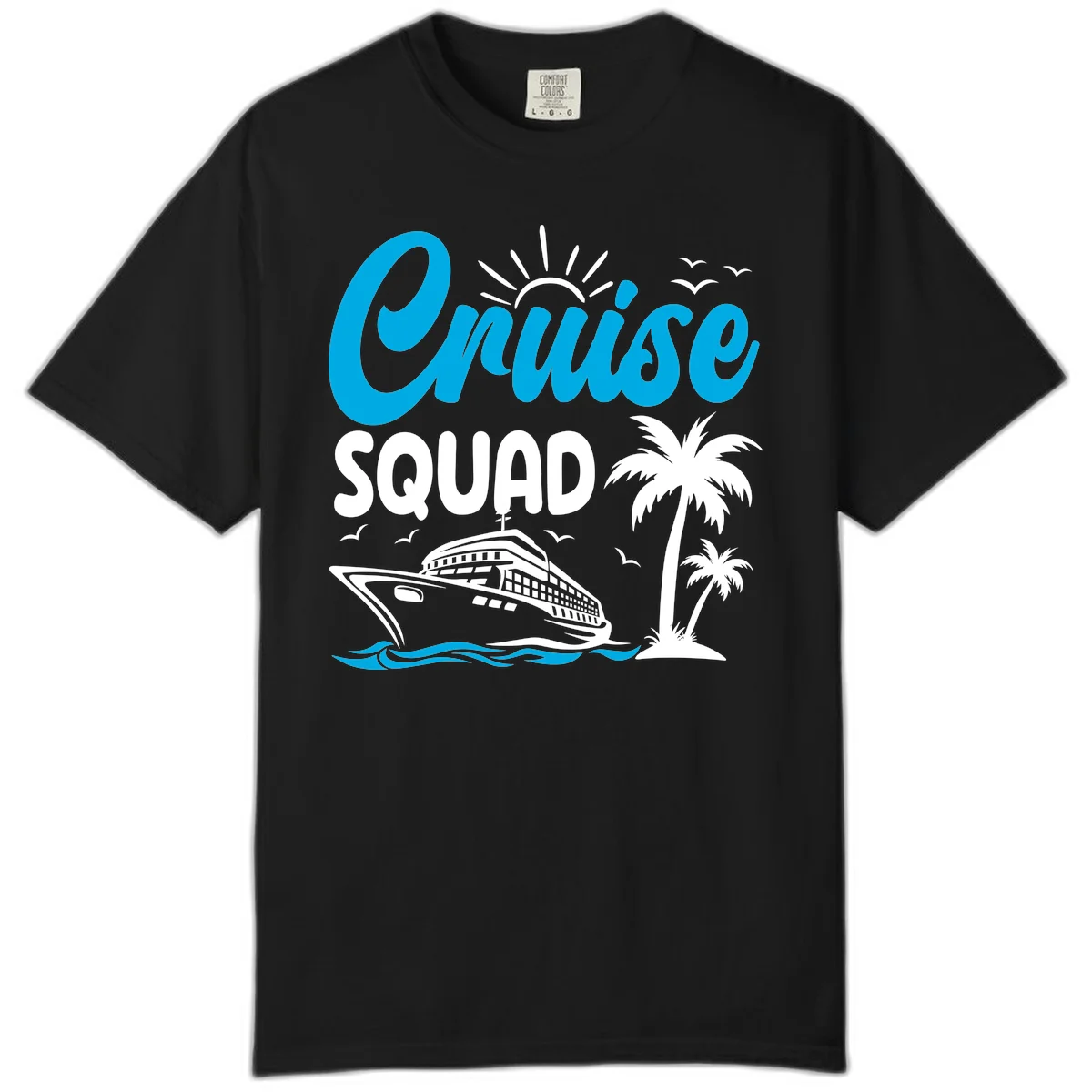 Cruise Squad Vacation Vibes Comfort Color Tee in Black