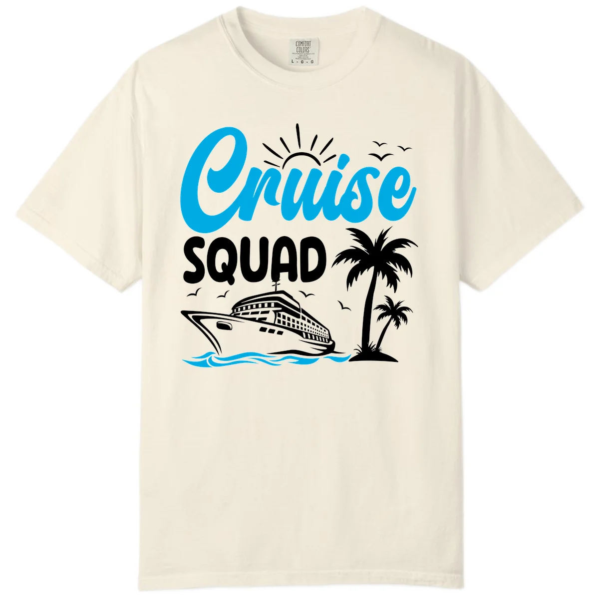 Cruise Squad Vacation Vibes Comfort Color Tee in Ivory