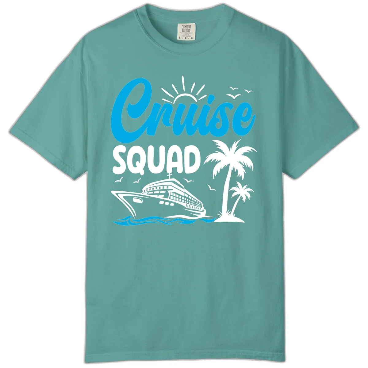 Cruise Squad Vacation Vibes Comfort Color Tee in Seafoam