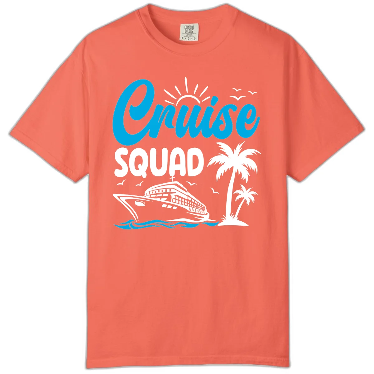 Cruise Squad Vacation Vibes Comfort Color Tee in Bright Salmon