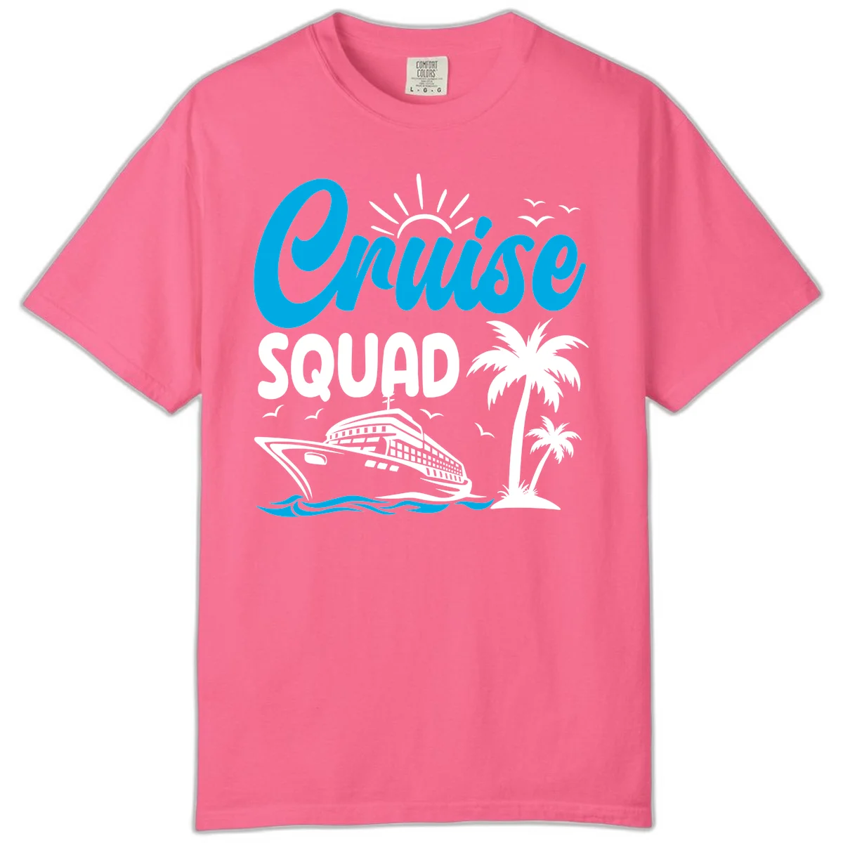 Cruise Squad Vacation Vibes Comfort Color Tee in Crunchberry
