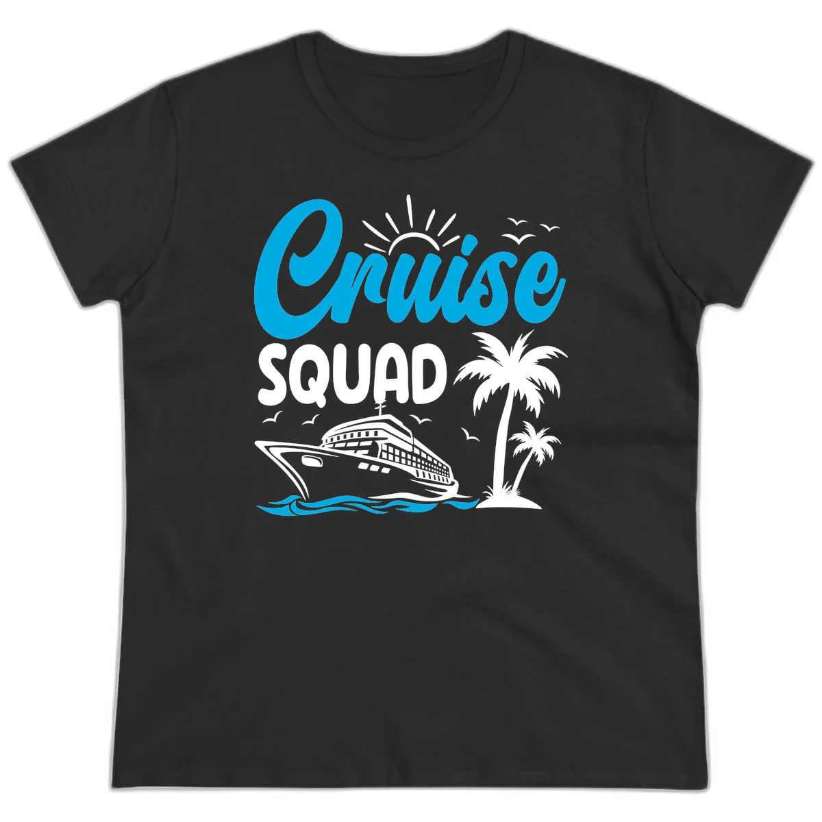 Cruise Squad Vacation Vibes Ladies Tee in Black