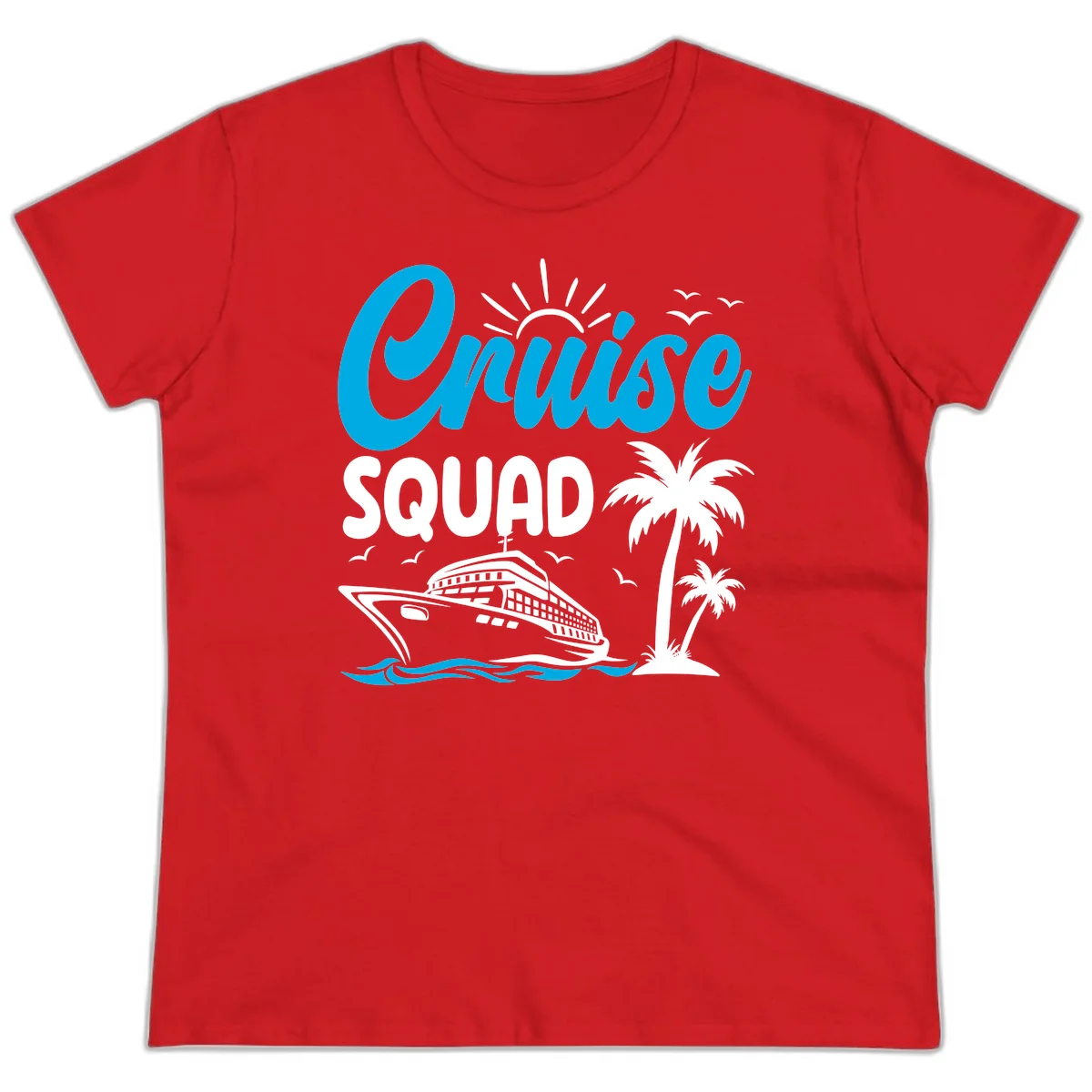 Cruise Squad Vacation Vibes Ladies Tee in Red