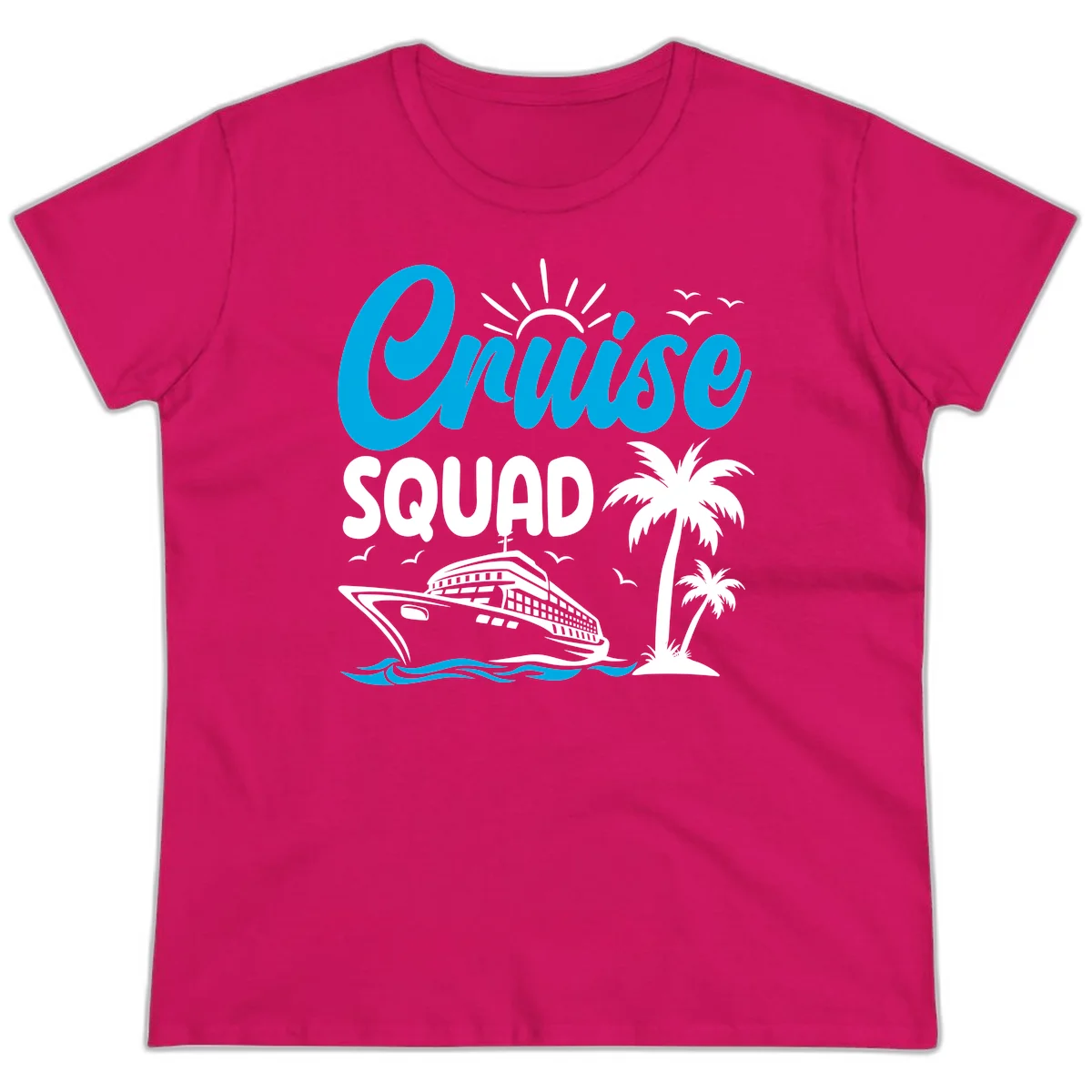 Cruise Squad Vacation Vibes Ladies Tee in Heliconia