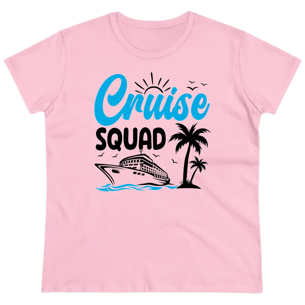 Cruise Squad Vacation Vibes Ladies Tee in Light Pink