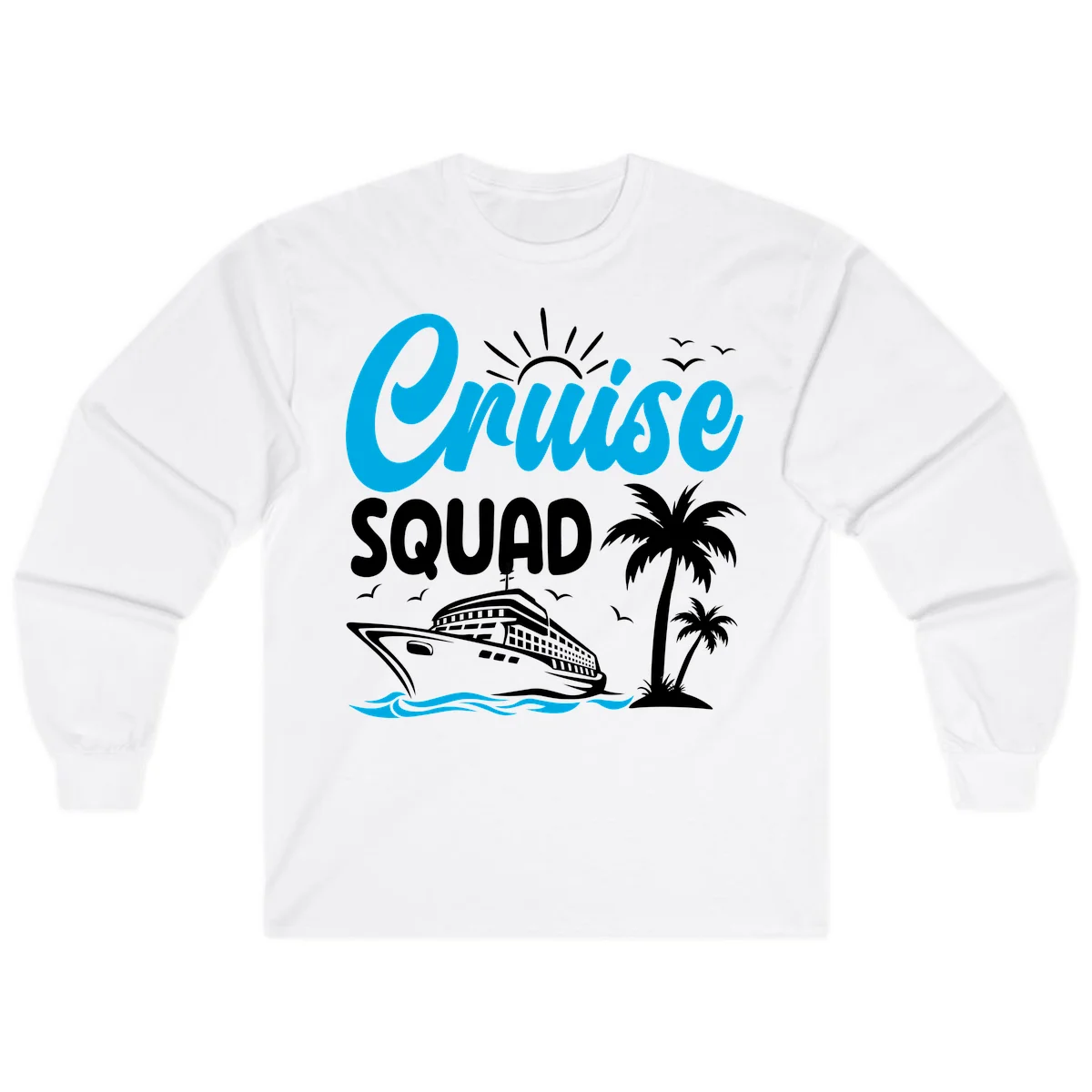 Cruise Squad Vacation Vibes Long Sleeve Tee in White